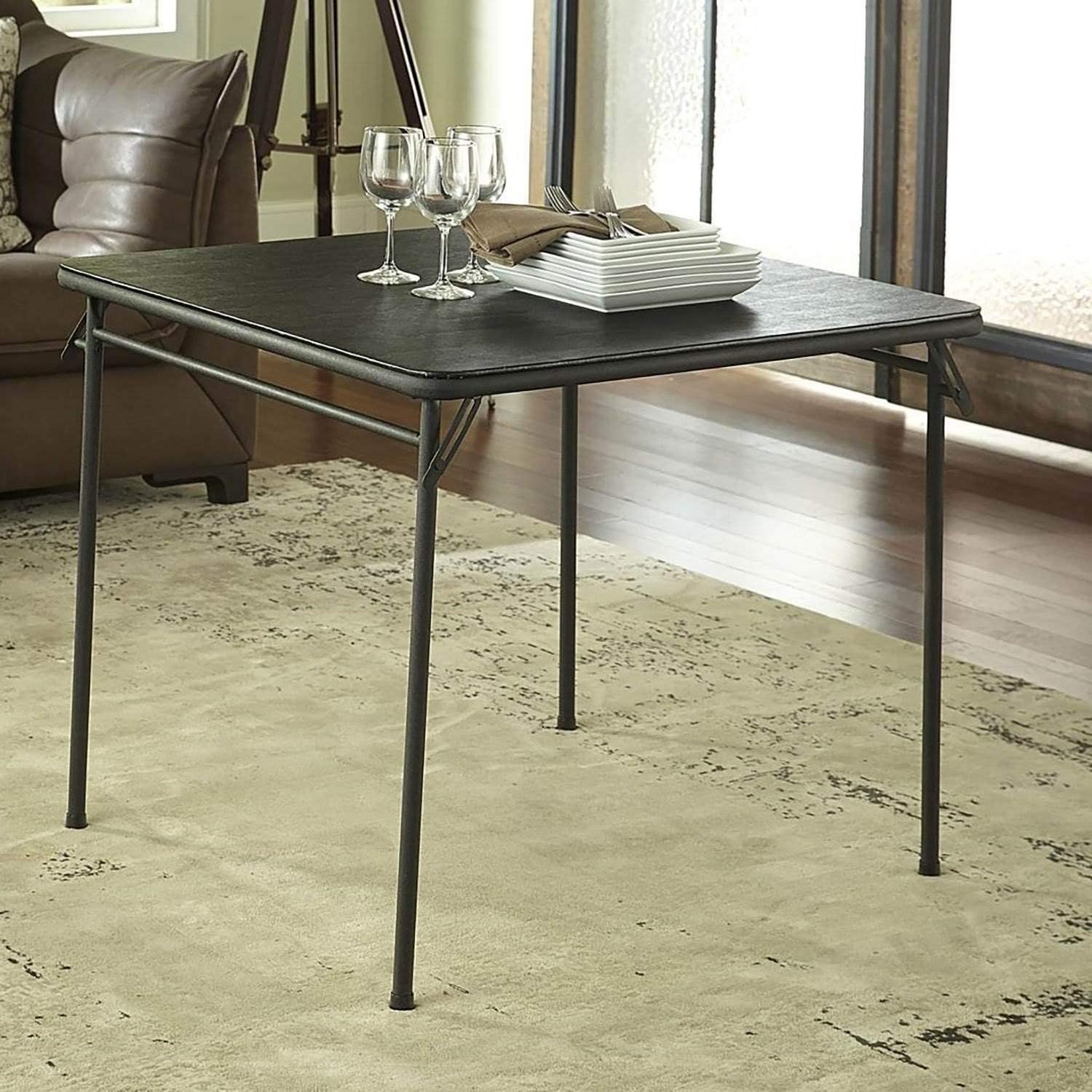 Cosco Square Folding Table 34" Black Steel, Steel Frame, Vinyl