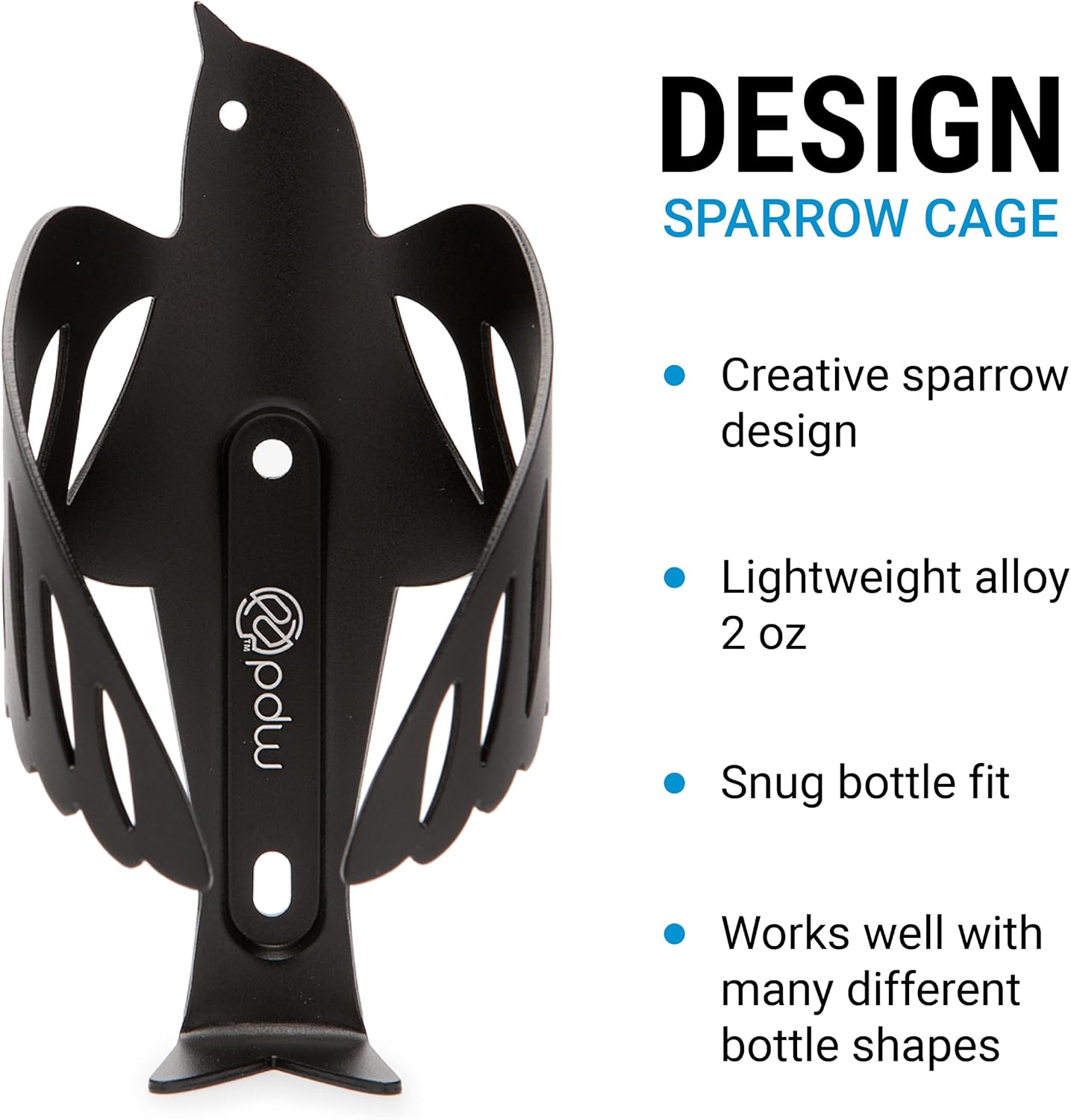 Portland Design Works Water Bottle Cage - Lightweight Water Bottle Holder for Bikes, Owl Cage, Black/Gold