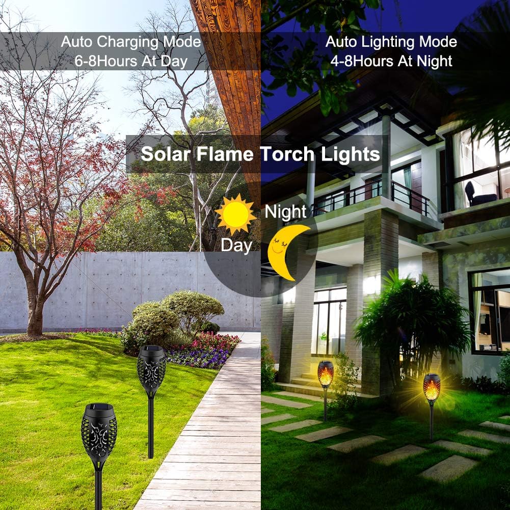 Kurifier Solar Lights Outdoor 8Pack Solar Torch Light with Flickering Flame