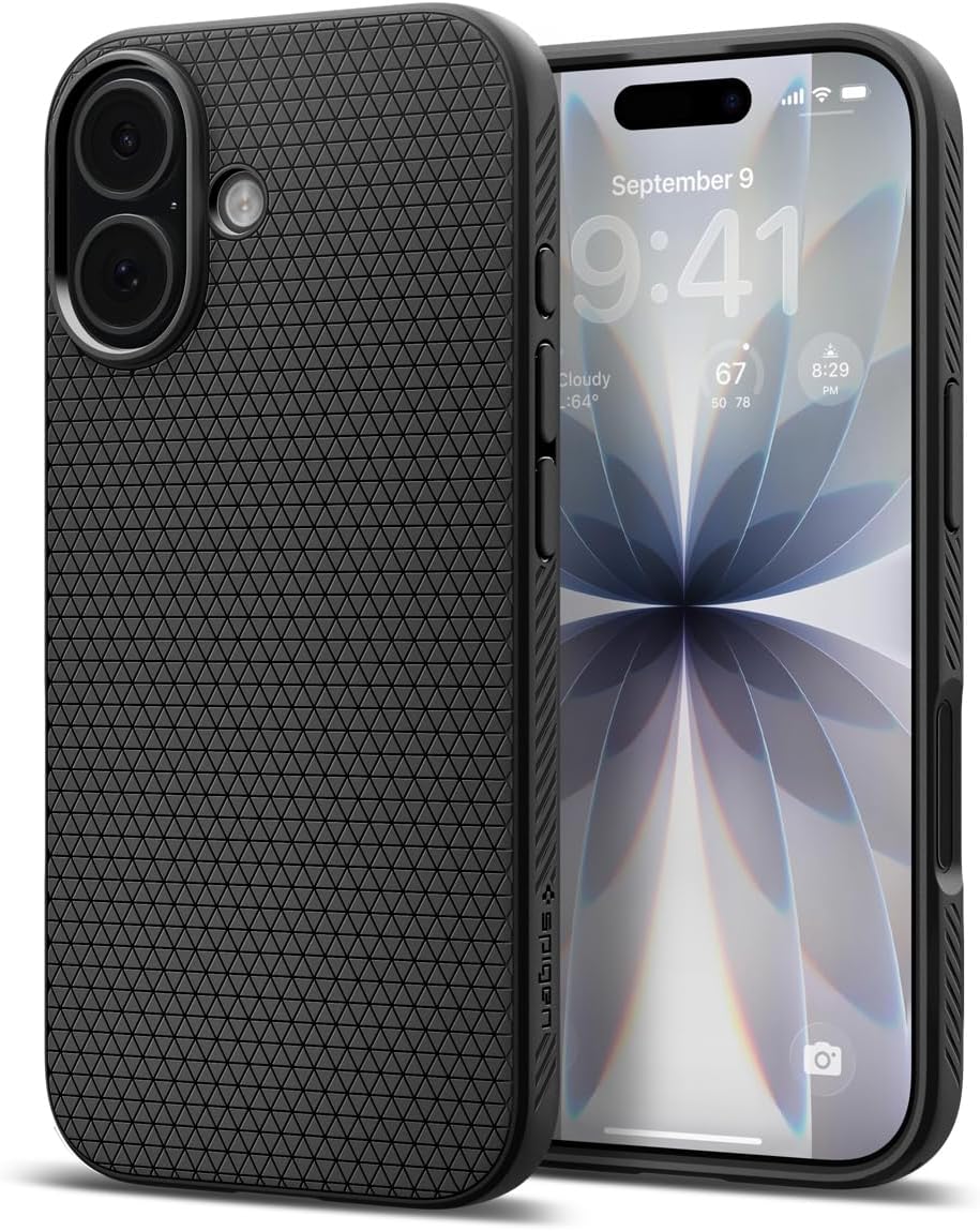 Spigen for iPhone 17 Case, Liquid Air [TPU Covered Camera Control] [No Magnet Ring] [Military-Grade Protection] - Matte Black