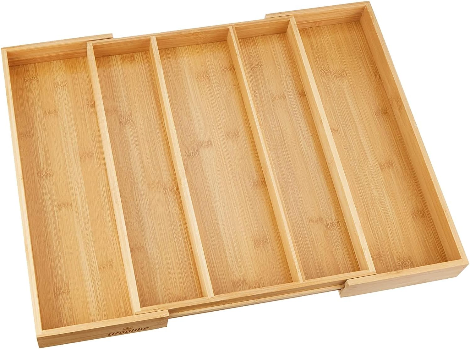 Utoplike Bamboo Expandable Kitchen Drawer Organizer Silverware Utensil Tray