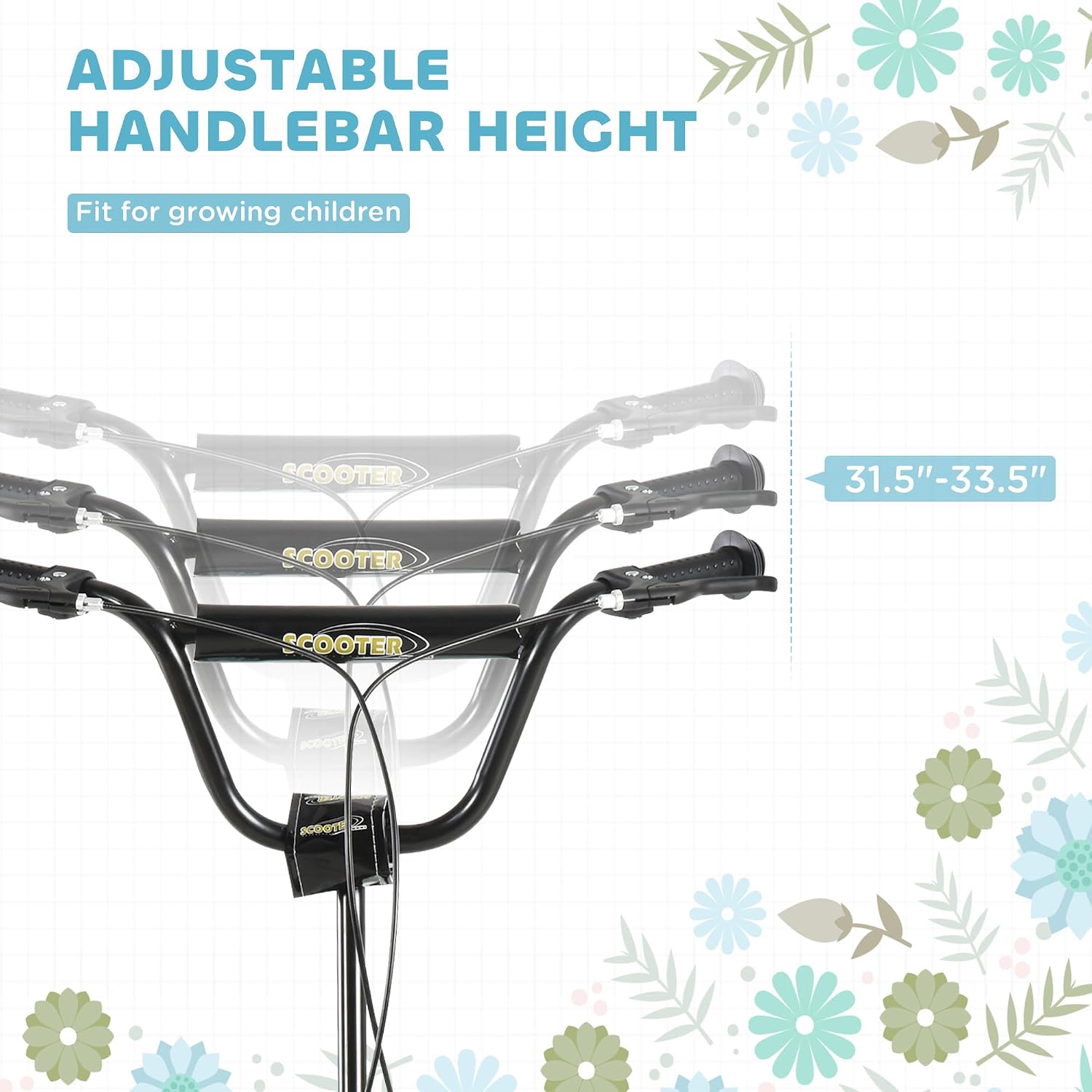 Aosom Kick Scooter with Dual Caliper Brakes Ages 5+ Max Load 220lbs