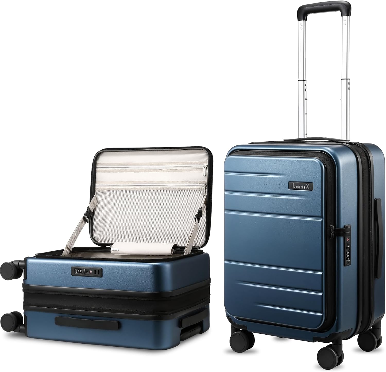 LUGGEX Checked Top Opening Expandable Suitcase, Black, 28" | Checked Luggage, Top Opening Design, 100% PC Hard Shell, Expandable Storage, TSA Approved Lock, 105L-115L Capacity, FX-Core