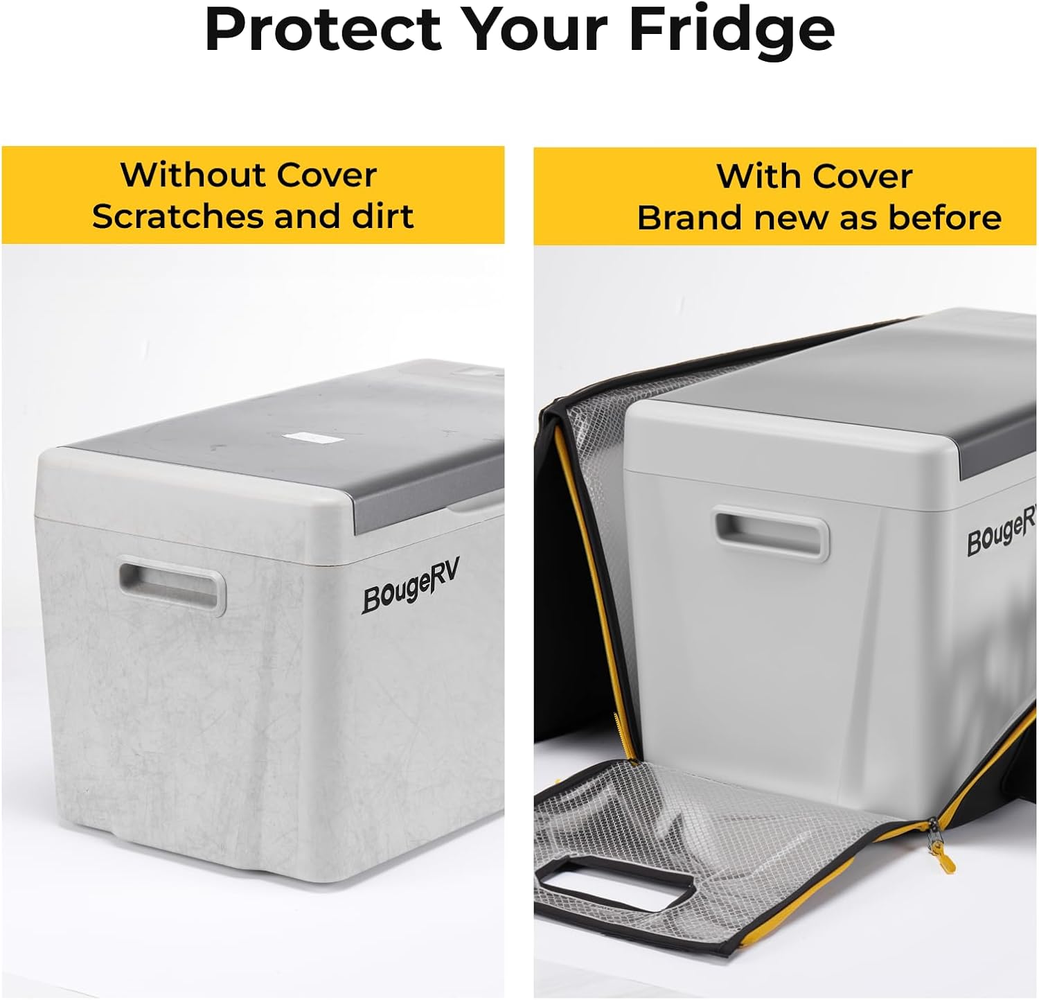 BougeRV 12v refrigerator 23 Quart, -8℉~50℉ Portable Freezer for Car, Grey