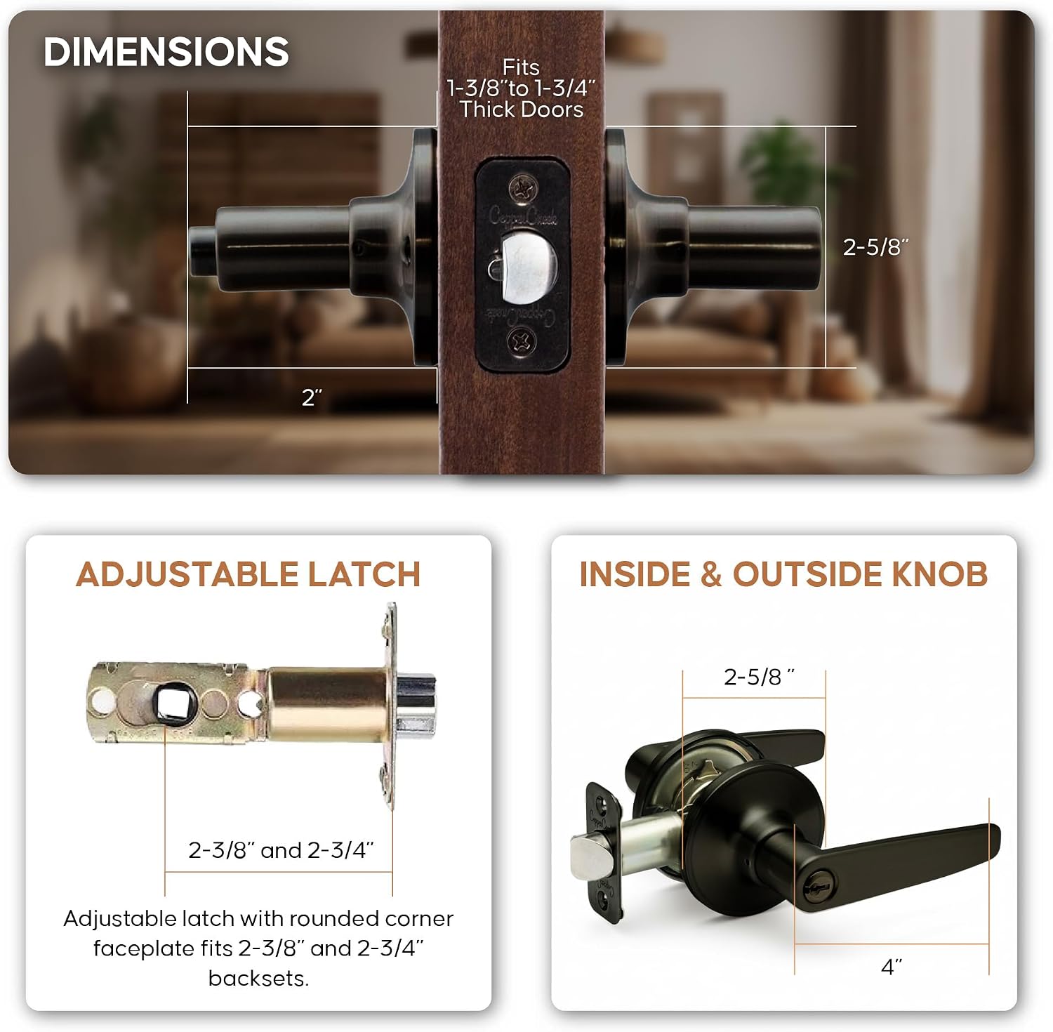 Copper Creek DL1231SS Daley Push Button Privacy Door Lever, Satin Stainless