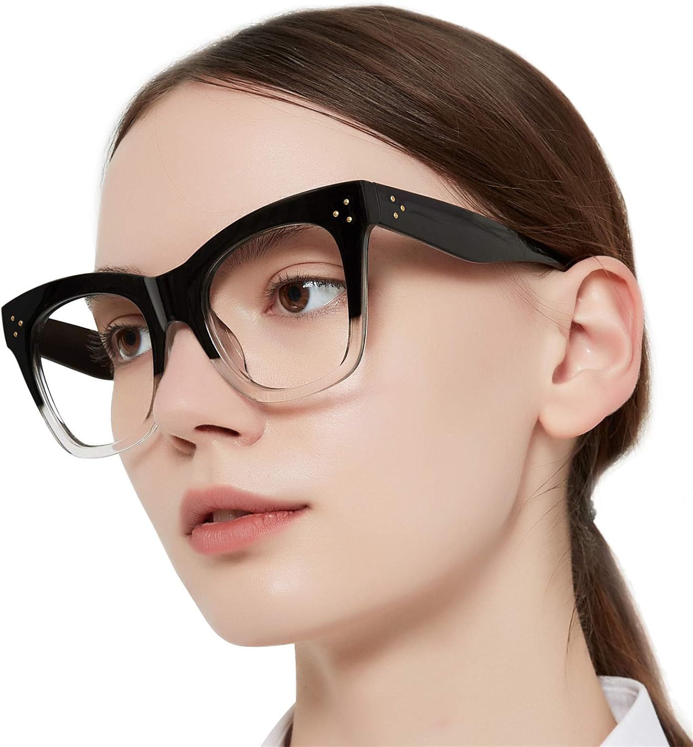 MARE AZZURO Oversized Reading Glasses Women Trendy Large Readers 0 1.0 1.25 1.5 1.75 2.0 2.25 2.5 2.75 3.0 3.5 4.0 5.0 6.0 (Black, 250)