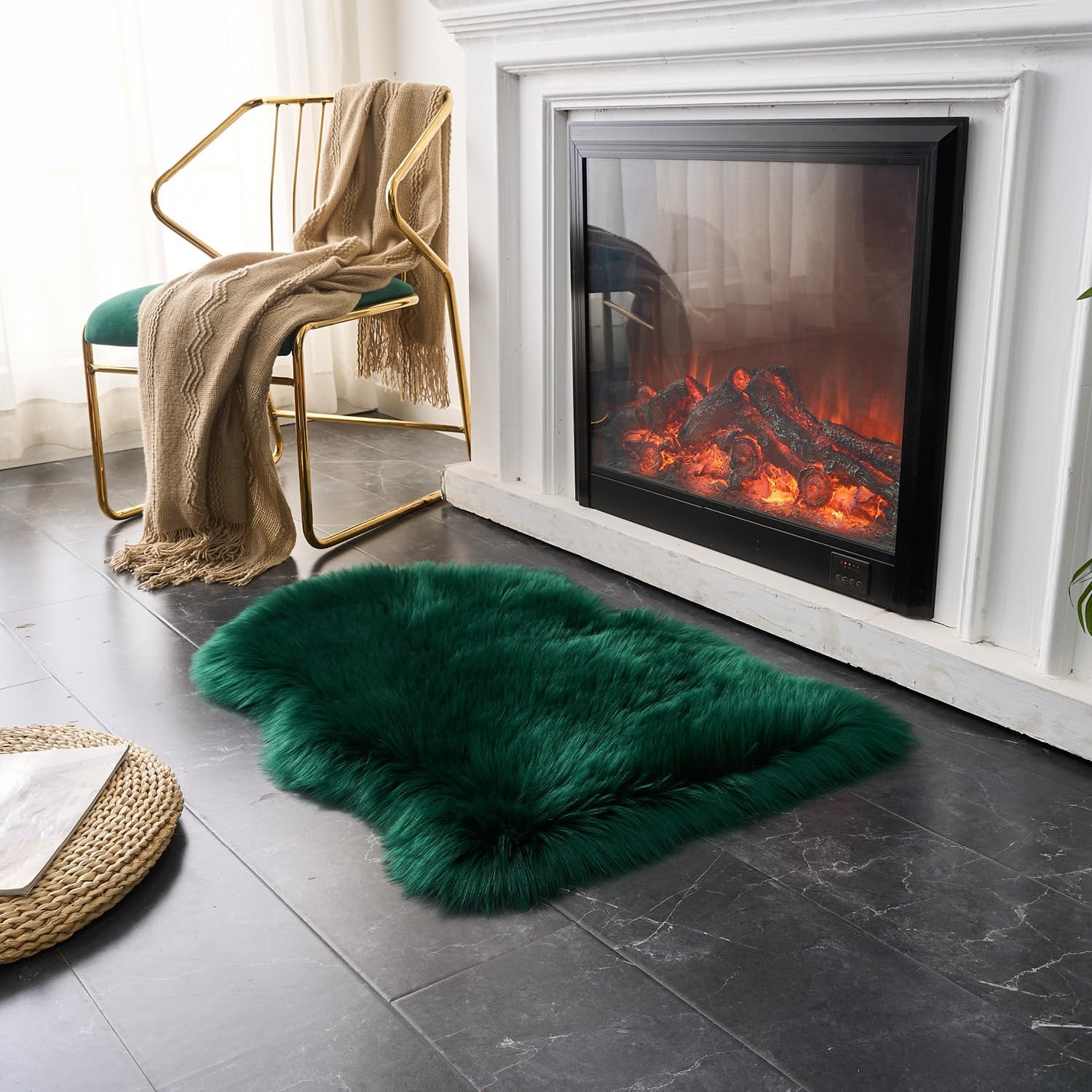 EasyJoy Ultra Soft Fluffy Shaggy Area Rug Faux Fur Rug Chair Cover Seat Pad Fuzzy Area Rug for Bedroom Floor Sofa Living Room (2 x 6 ft Sheepskin