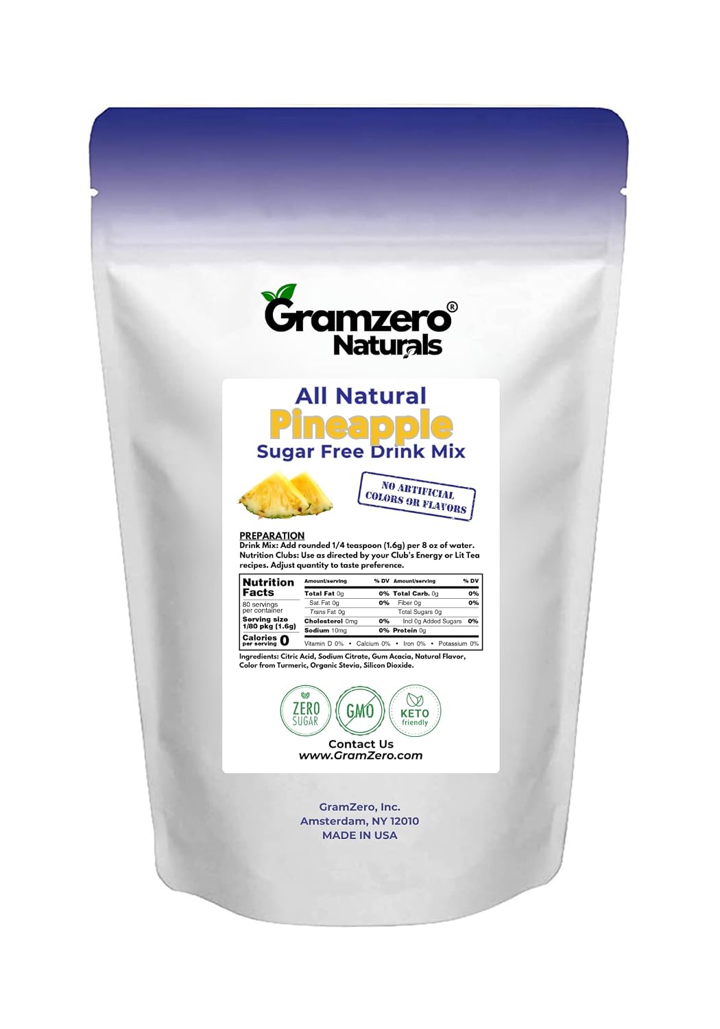 GramZero Raspberry Blush, Sugar Free Drink Mix, Pitcher Pack, Great For Nutrition Club Loaded Tea, Zero Calorie, Stevia Sweetened