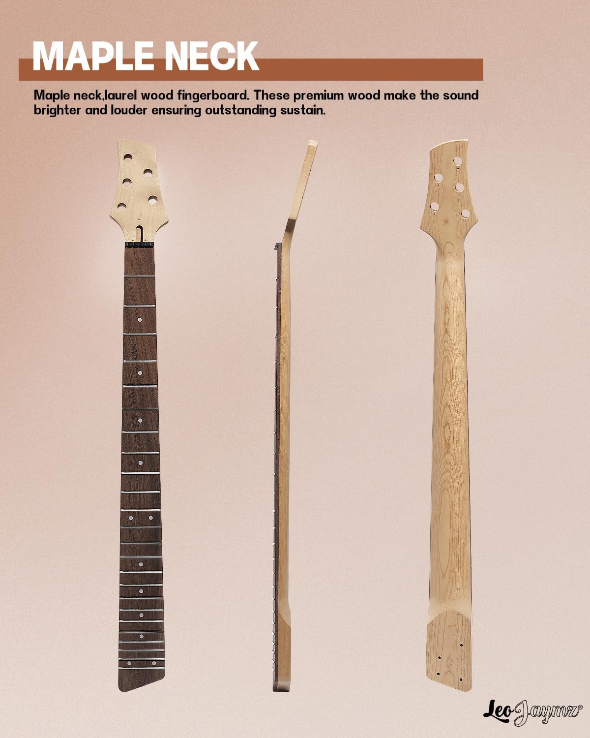 Leo Jaymz DIY Electric Bass Guitar Kit Mahogany Body Maple Neck (AX)