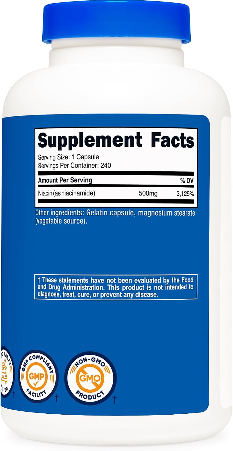 Nutricost Niacinamide (Vitamin B3) 500mg, 240 Capsules, Flush Free | Gluten-Free, GMO-Free