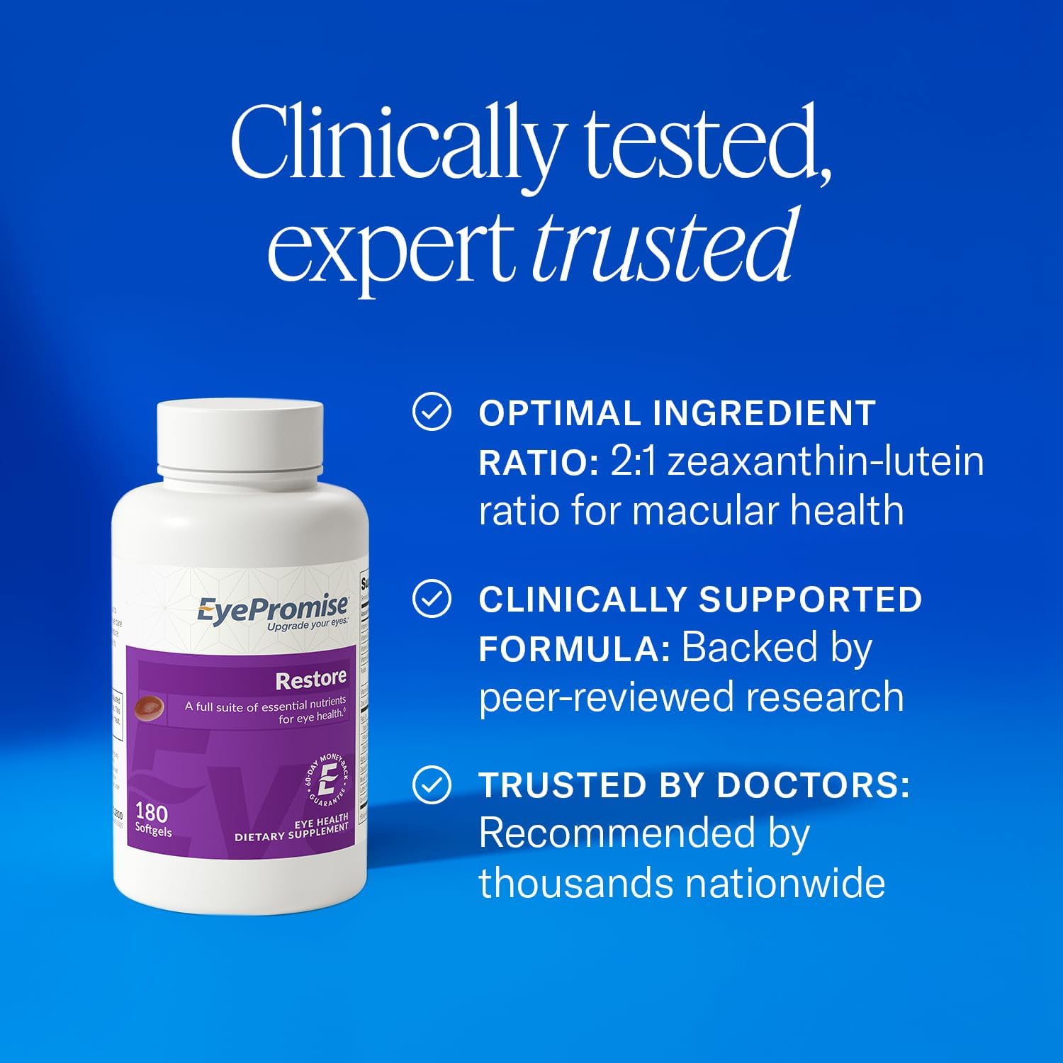EyePromise Restore Aging Eye Health Supplements, 60 Softgels | Omega 3 Supplement for Aging Eyes with Lutein and Zeaxanthin, Fish Oil, EPA, DHA & Eye Vitamins (Packaging May Vary)