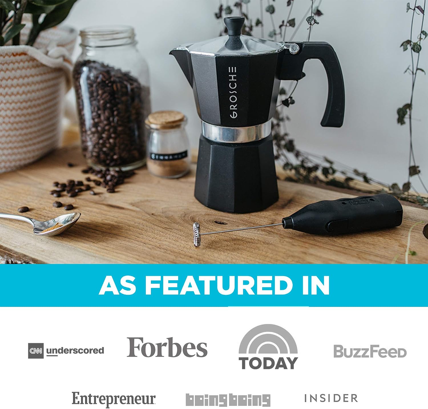 GROSCHE Milano Moka Pot | 9 Espresso Cup - 15.2 oz | Stovetop Espresso Percolator & Coffee Maker – Portable, Ideal for Home and Camping | Cuban Coffee Maker And Italian Moka Pot For Stovetop Espresso; For Gas, Electric, And Propane Stoves With A Soft-Tou…