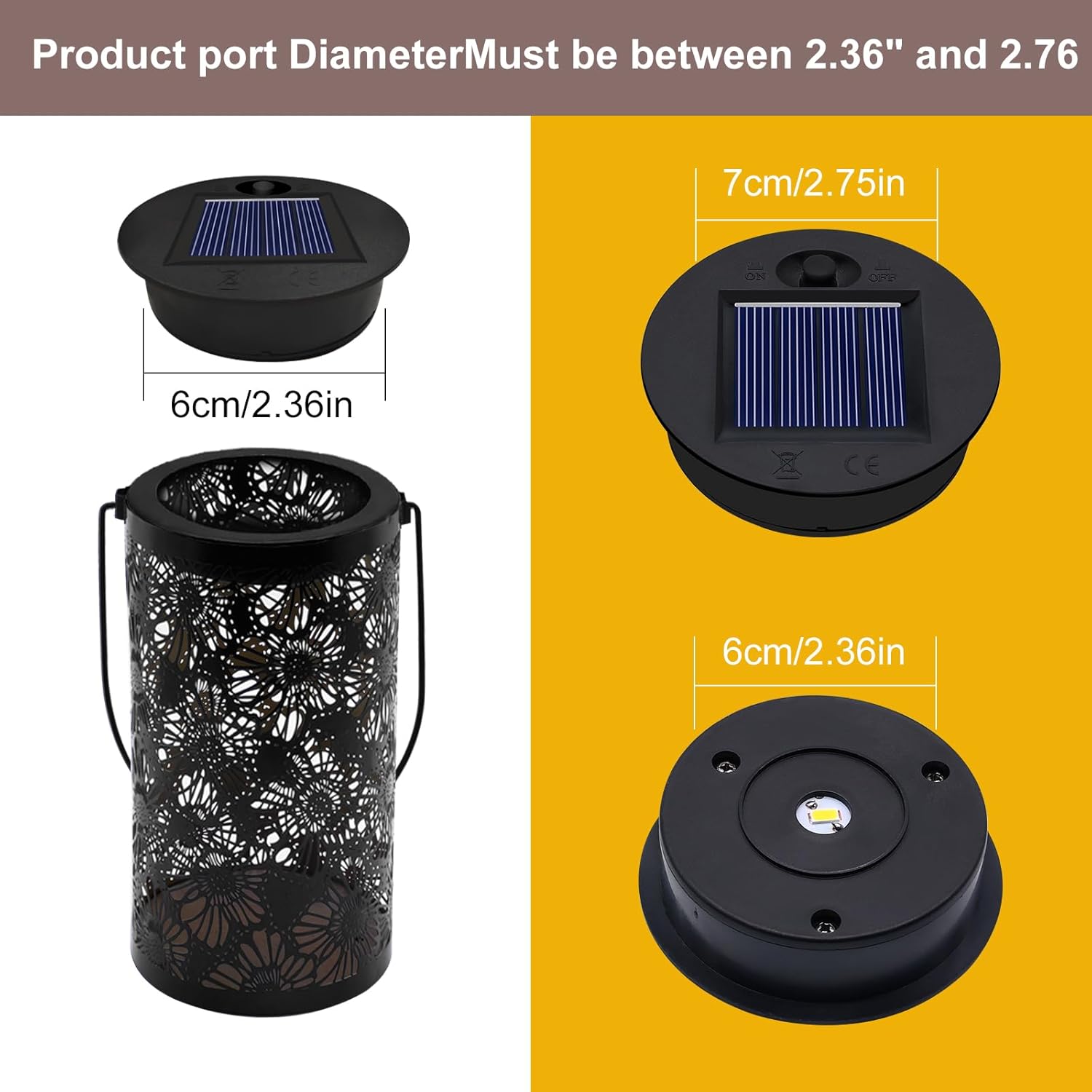 Solar Light Replacement Top Parts 4 Pack(Top Size 3.31 inch