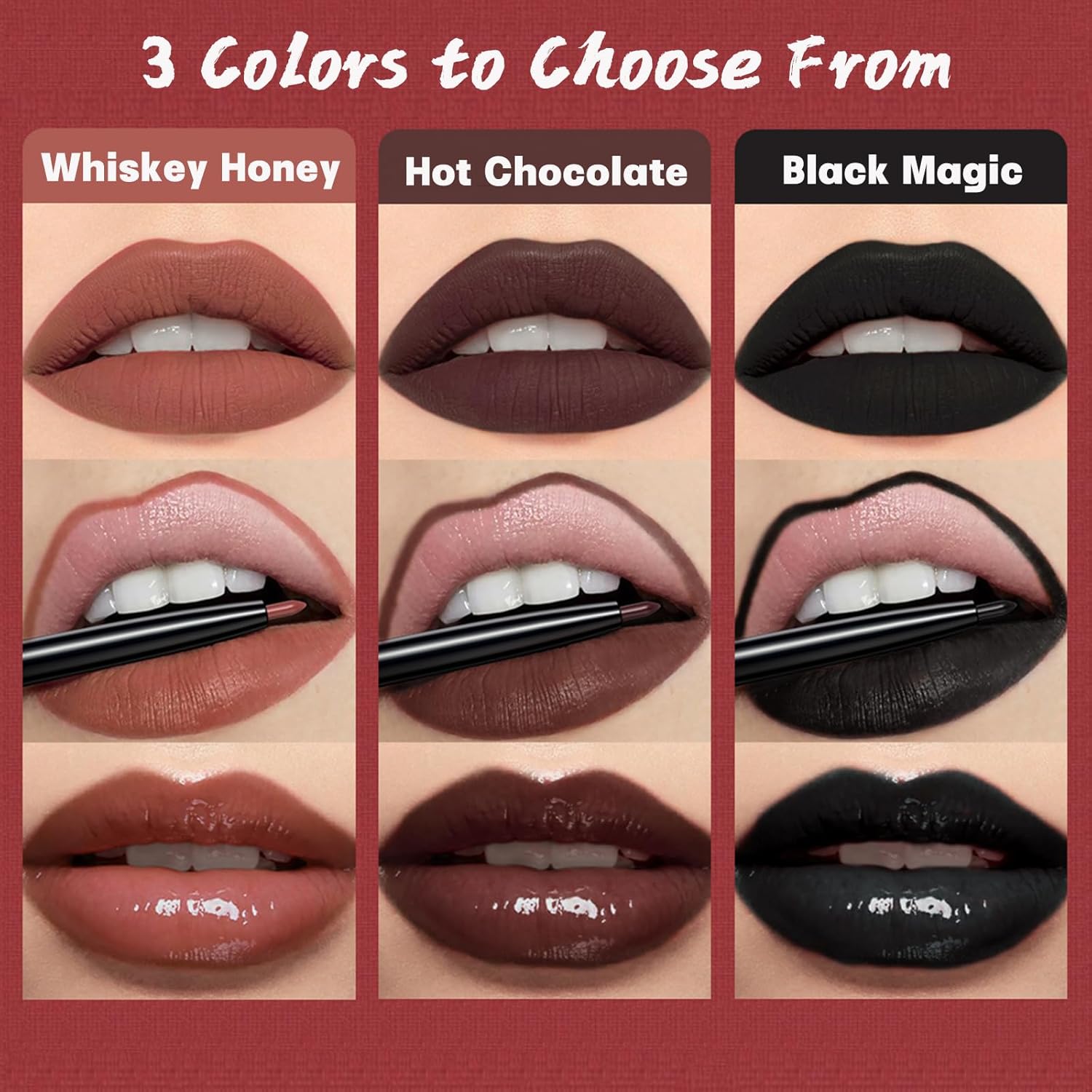 QiBest 7Pcs Matte Liquid Lipstick + 1Pcs Lip Plumper Makeup Set Kit, Pigmented Long Lasting Lip Gloss Set