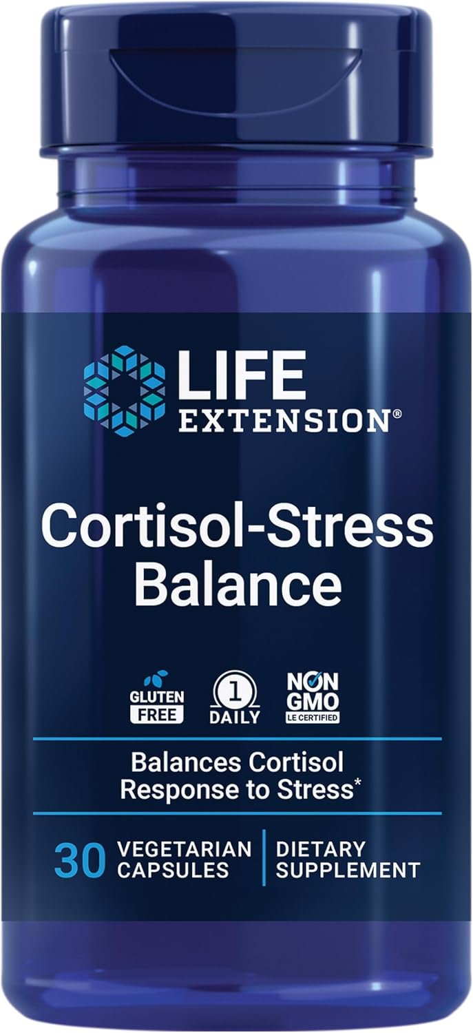 Life Extension Cortisol-Stress Balance, 30 Capsules | Relora Magnolia Bark, Green Tea & Lychee, Manage Stress & Healthy Cortisol Levels, Gluten-Free