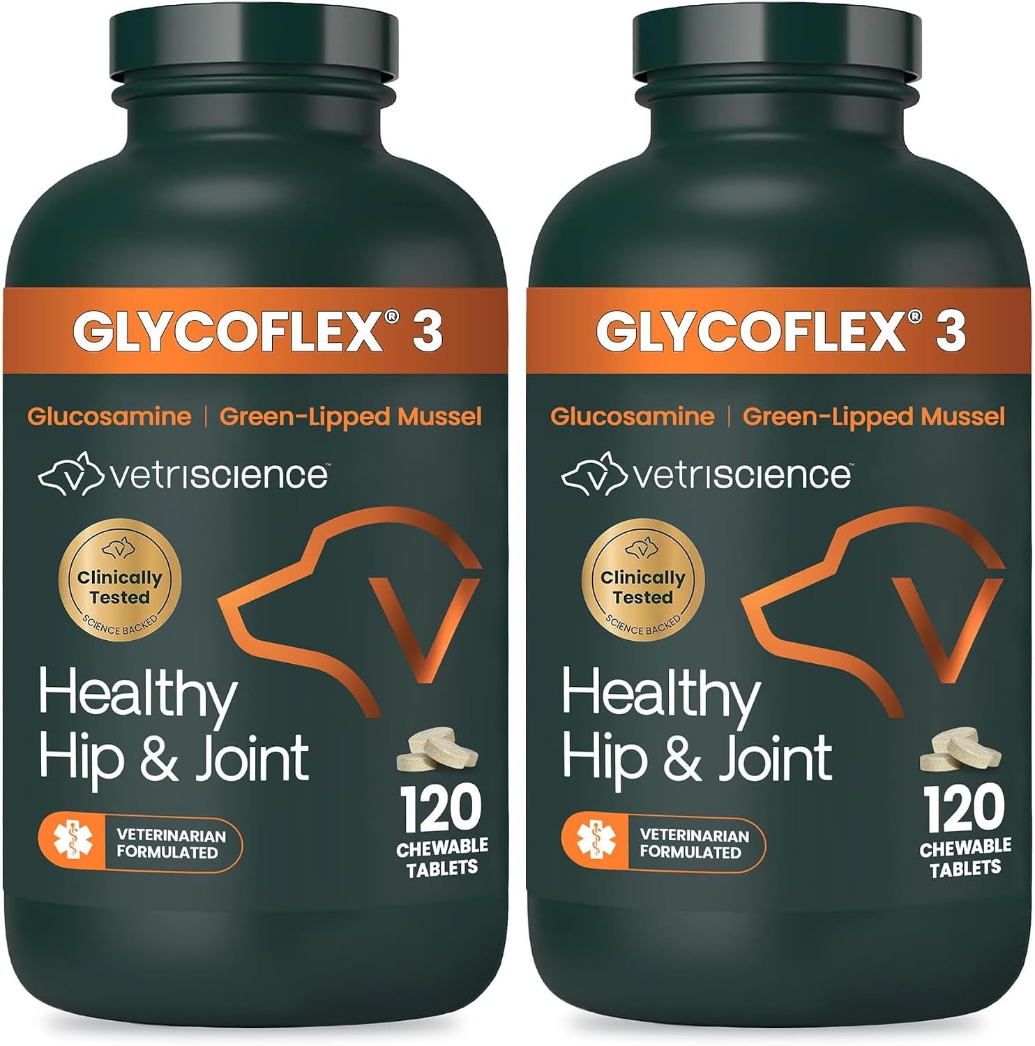 VetriScience Glycoflex 3 Clinically Proven Hip and Joint Supplement for Dogs - Maximum Strength Dog Supplement with Glucosamine, MSM, Green Lipped Mussel & DMG - 120 Count
