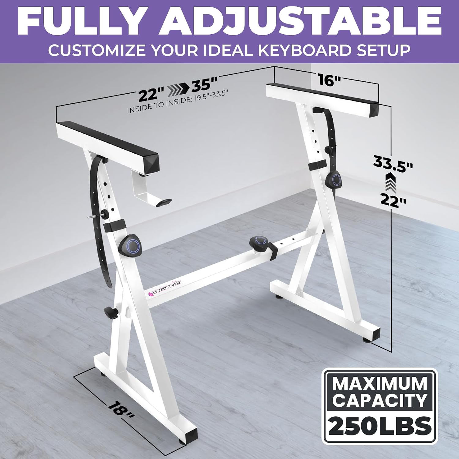 Liquid Stands Piano Keyboard Stand - Z Style Adjustable and Portable Heavy Duty Music Stand for Kids and Adults -Fits 54-88 Key Electric Pianos - Sturdy Musical Keyboard Stand (Black)