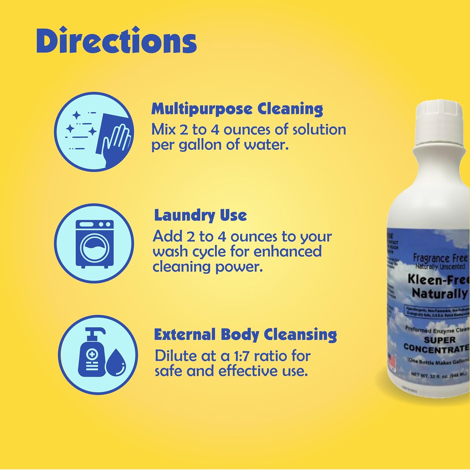 Naturally Preformed Enzyme Cleaner, Enzyme Solution, Multi-Purpose Cleaner, Laundry Additive and More - Concentrate - Original Scent - 128oz (1 Gallon)