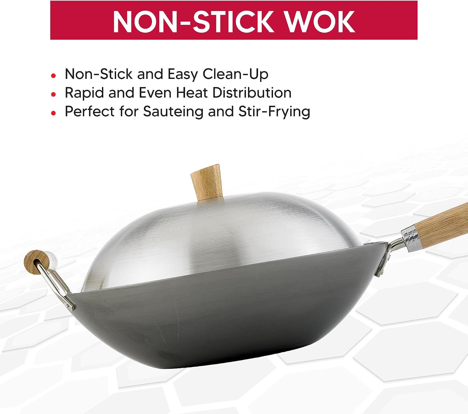 Helen's Asian Kitchen Xylan Non-Stick Wok, 12-Inch Flat Bottom Wok