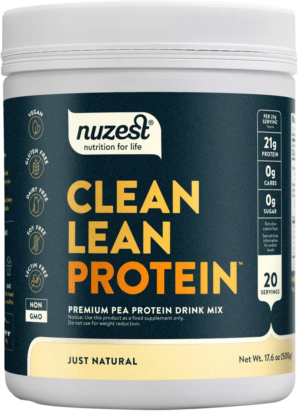 Nuzest Clean Lean Protein - Vegan Pea Protein Powder Rich Chocolate 1.1 lb | 20 Servings with 18g Protein Plant Based Protein Powder, Only 4 Ingredients, Dairy Free, Gluten Free, GMO Free, Protein Shake