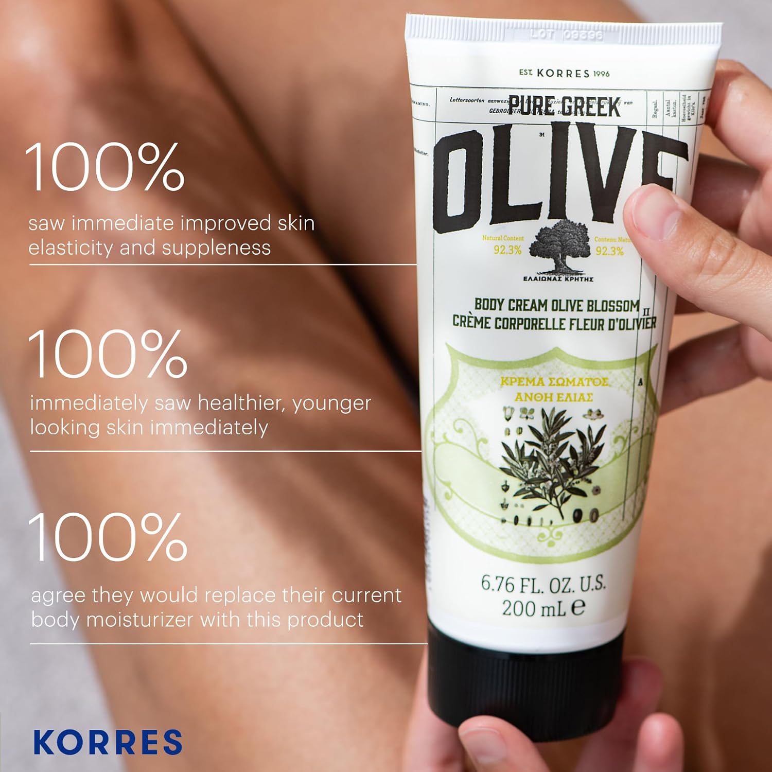 KORRES Olive Blossom Body Milk, Hydrating Lotion, 6.76 Fl Oz | With Aloe Extract, Greek Almond Oil & Provitamin B5; vegan, silicone- and paraben-free; one of 12 KORRES Body Milk scents.