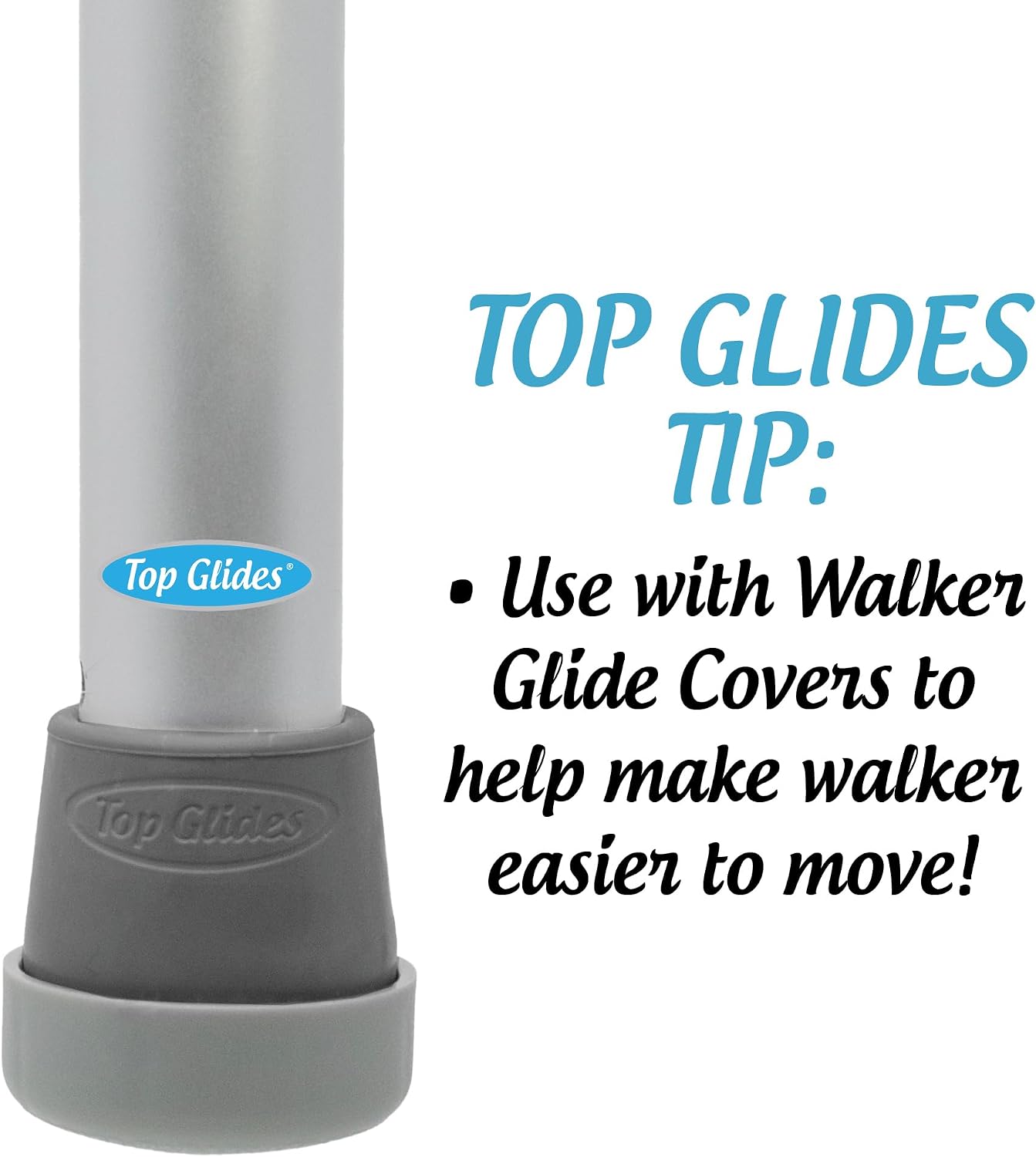 Steel-Reinforced Walker Glide Tips (Gray, 1 1/8")