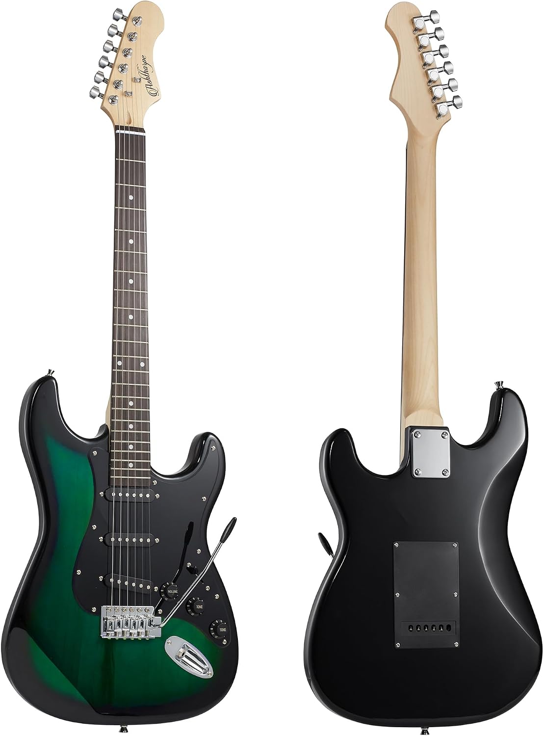 Ashthorpe 39-Inch Electric Guitar (Blue-Black), Full-Size Guitar Kit with Padded Gig Bag, Tremolo Bar, Strap, Strings, Cable, Cloth, Picks