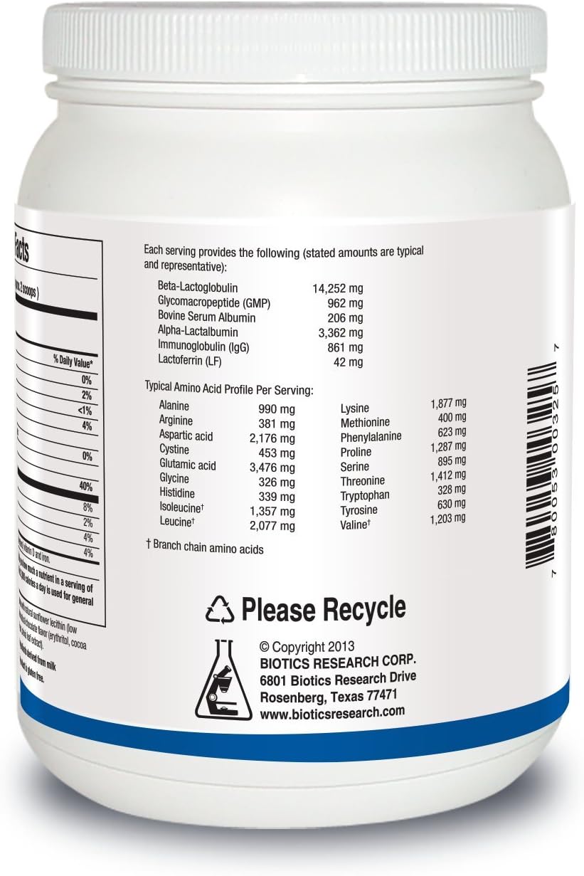 BIOTICS RESEARCH WHEY Protein Isolate Unflavored 20 Grams - Undenatured Non-GMO Delicious Protein Powder -Supports Muscle Growth, Energy, High Immune Factors (IgG, Lactoferrin),Sugar-Free,20 Servings