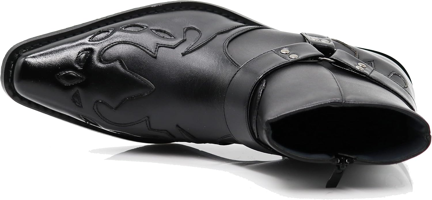 Enzo Romeo WT11 Men's Western Cowboy Motorcycle Ankle Boots
