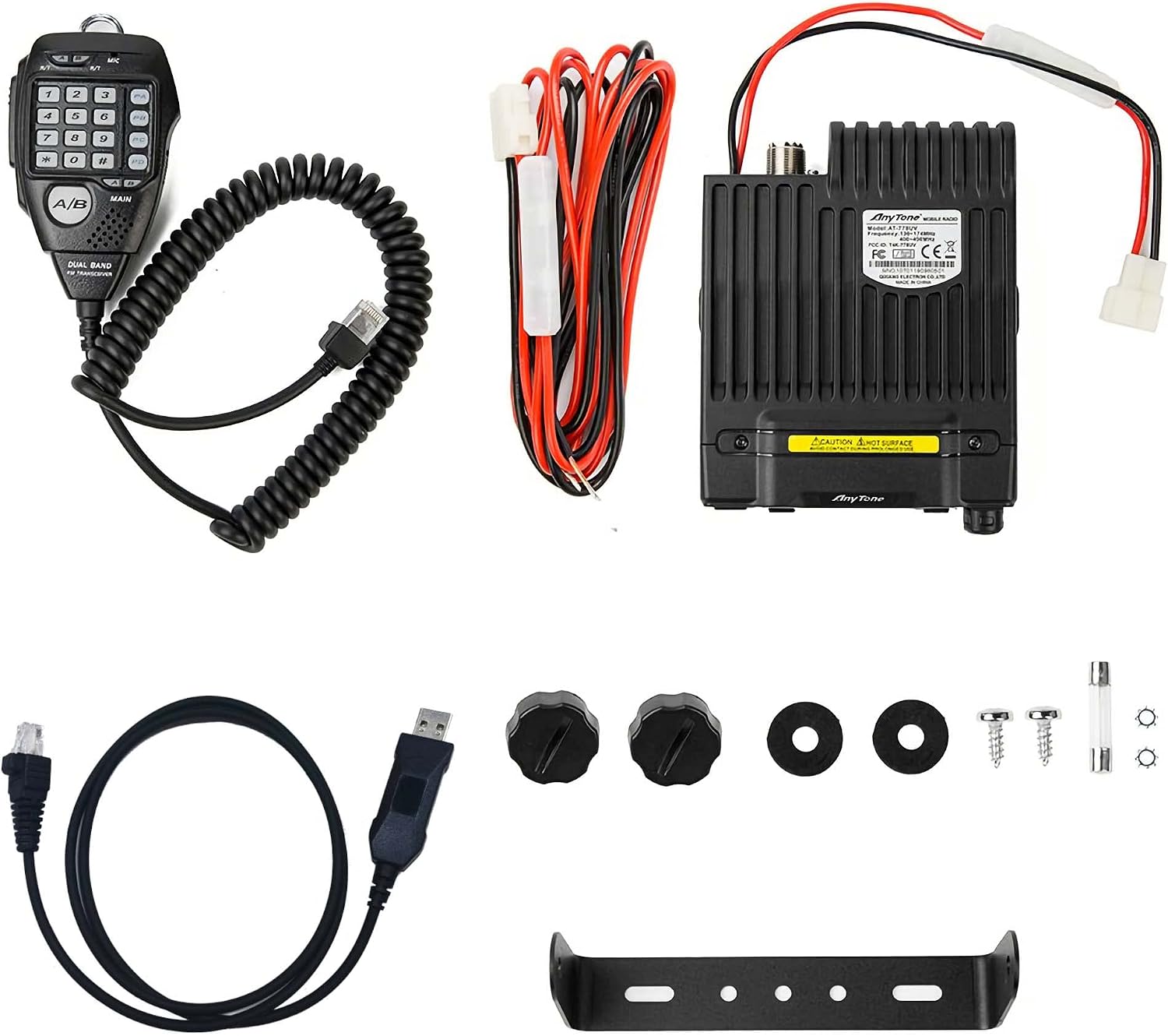 AnyTone AT-778UVII Transceiver Mobile Radio Dual Band 25W VHF/UHF VOX Vehicle Car Radio w/Cable | Vehicle Car Radio 2m 70cm Mini Mobile Transceiver w/Cable for RV Camping