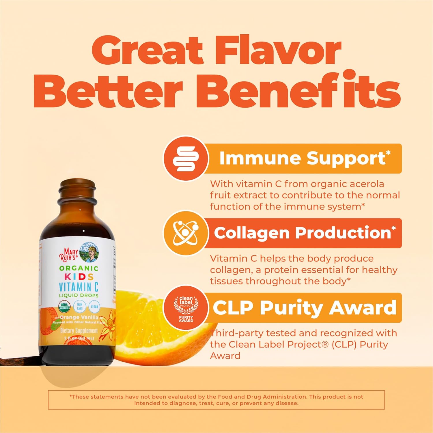 MARYRUTH'S Organic Vitamin C Supplement | Liquid Vitamin C Liquid Drops for Adults & Kids | Immune Support Supplement for Overall Health | Vegan