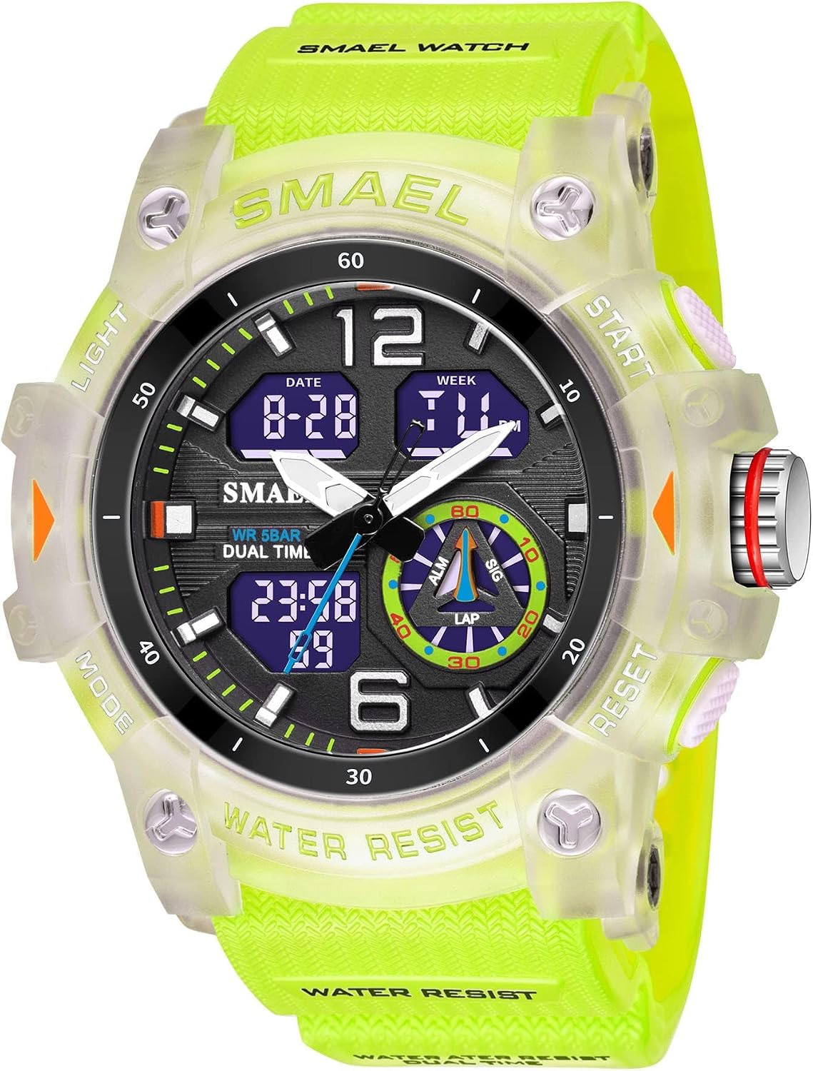 Gosasa Men's Large Face Outdoor Sports Watches Military S-Shock Watch Waterproof, Backlight, Alarm, Stopwatch Features - Rugged Wristwatch for Training, Hiking, and Adventure
