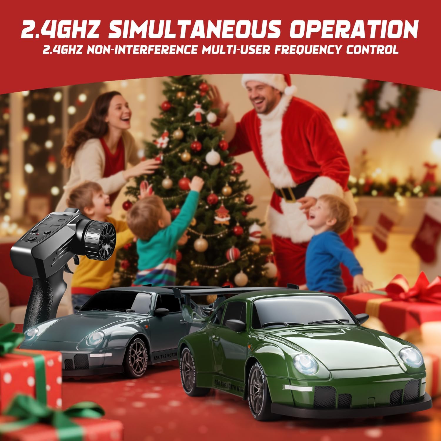 RC Drift Car Purple Racing Livery 1/24 Remote Control Car for Adult | 20KM/H 4WD Low/High Speed RC Cars with LED Lights, Extra Drifting Tires, Vehicle for Kids Boys Girls Beginners Indoor Outdoor