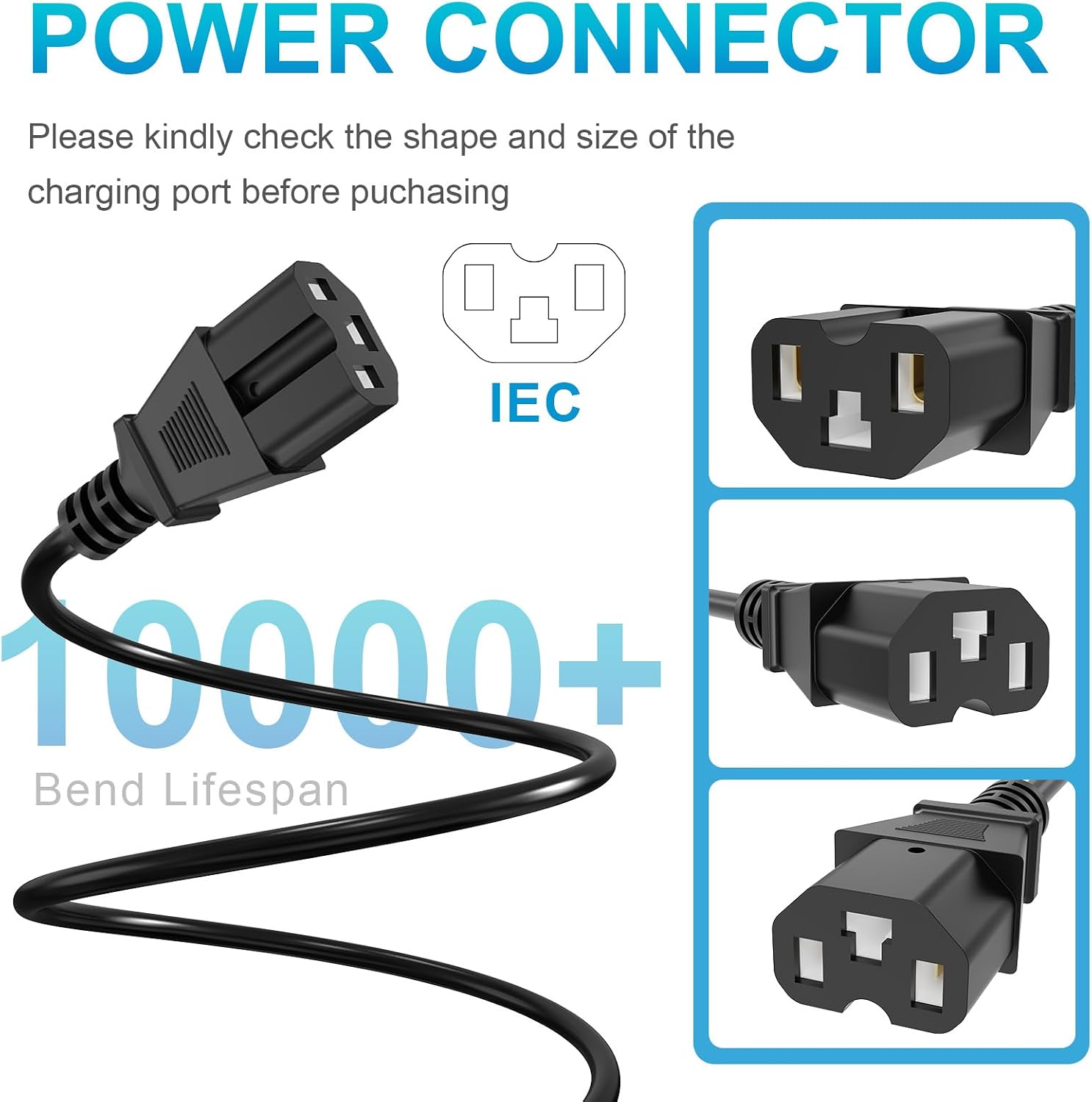 59V 1.8A for 48V 12AH Lead Acid Battery Charger for Electric Bicycle Motor Bike - 3 Holes Plug AC Adapter