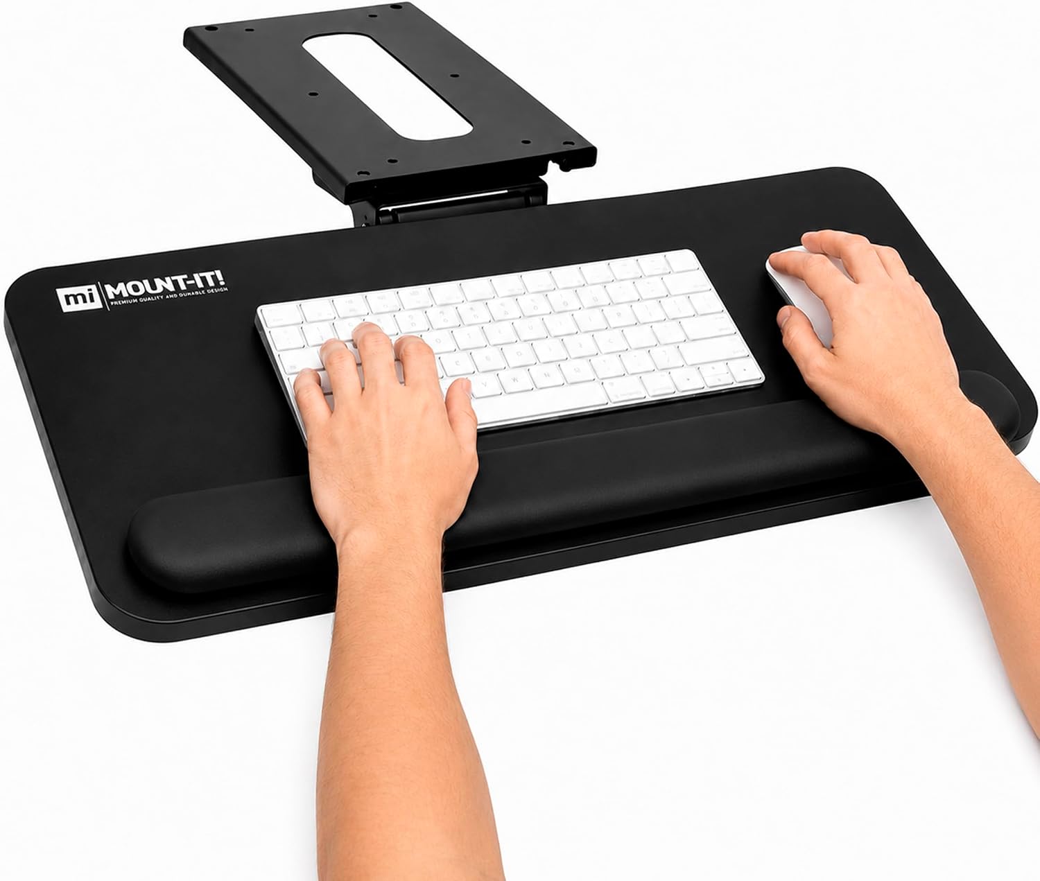 Mount-It! Under Desk Keyboard Tray, Slide-Out Keyboard Drawer with Height, Tilt and Swivel Adjustment