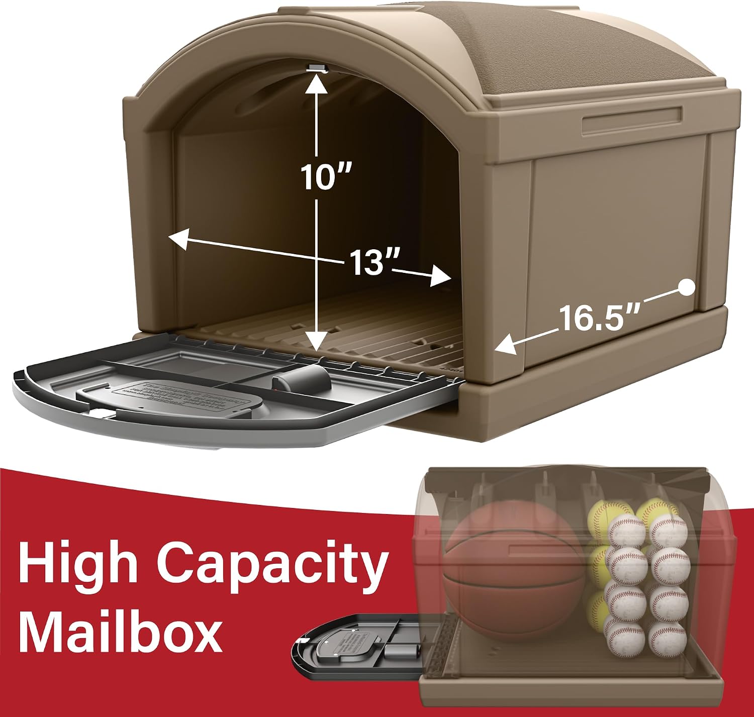 Simplay3 Rustic Home Plastic Residential Cabin Mailbox & Post Mount Combo Kit with 2 Access Doors - Sandstone, Made in USA