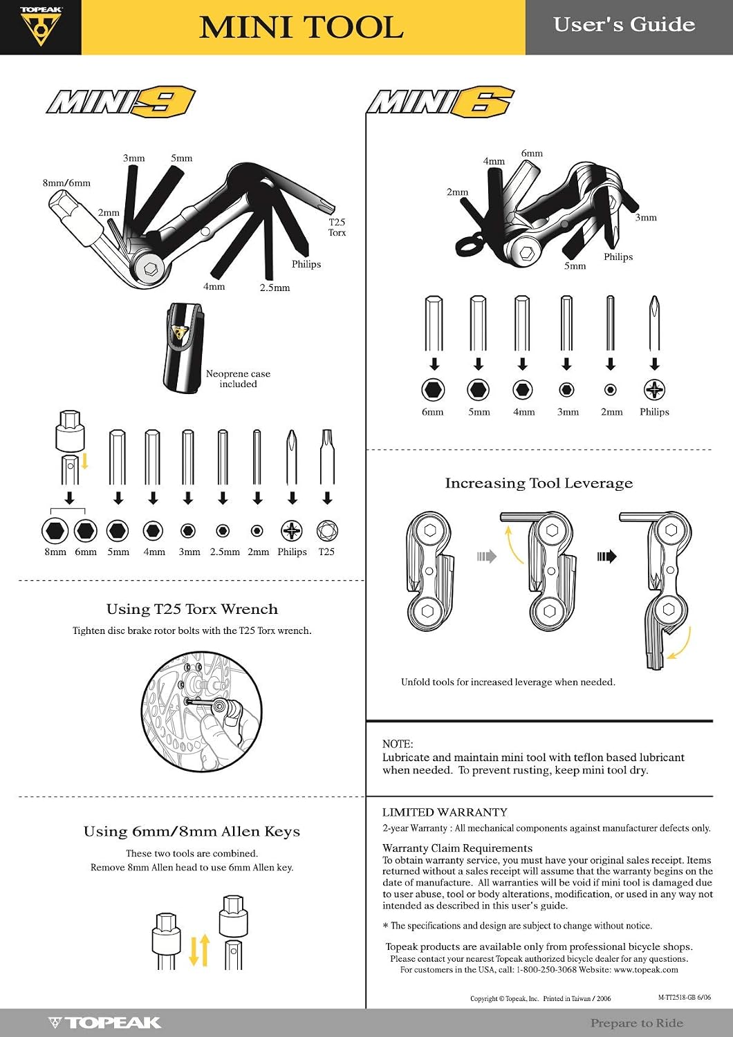 Topeak The Mini 9-Function Bicycle Tool - TT2409, Black/Silver