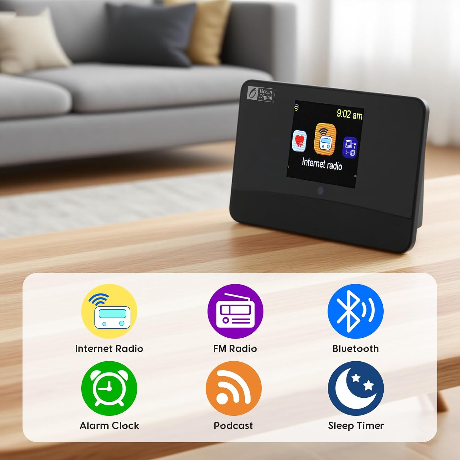 Ocean Digital WR-03M Internet Radio Receiver (No Built-in Speaker) with Bluetooth, FM, Wi-Fi, LAN, Optical & Line Out, UPnP/DLNA Streaming
