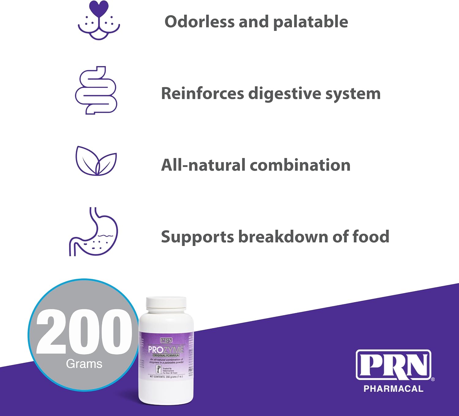 PRN Pharmacal ProZyme Enzyme Replacement Supplement - Natural Digestive Aid Veterinary Enzyme Formula - Plant Based for Pet Digestive Health - 200 g