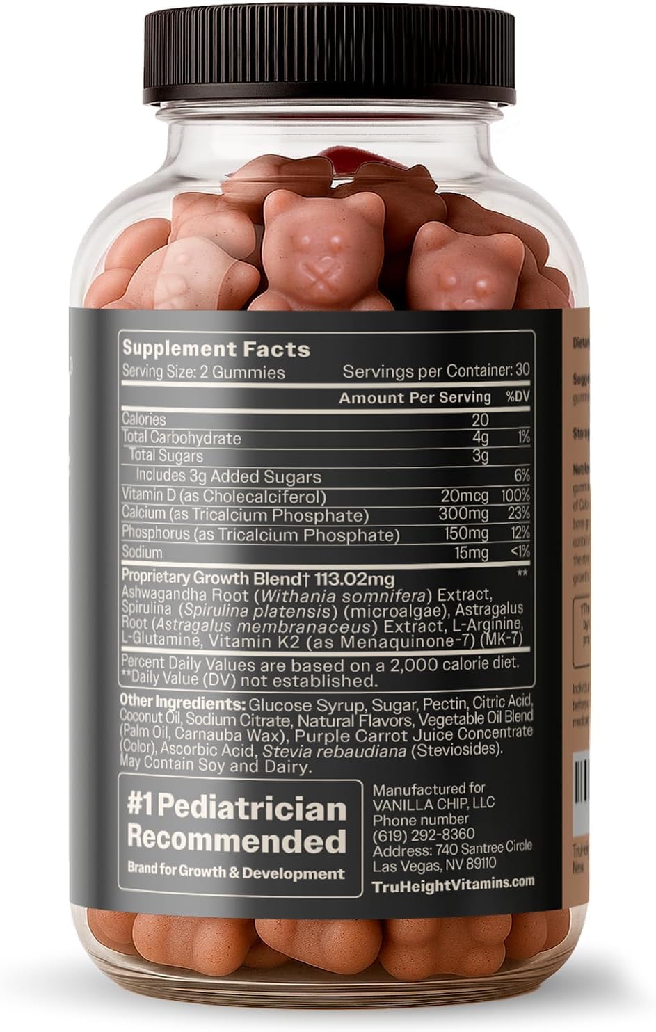TruHeight Growth Gummies (Watermelon) Tall Nutrition for Natural Growth Supplement for Kids & Teens - Vitamin D, K, Calcium & Ashwagandha