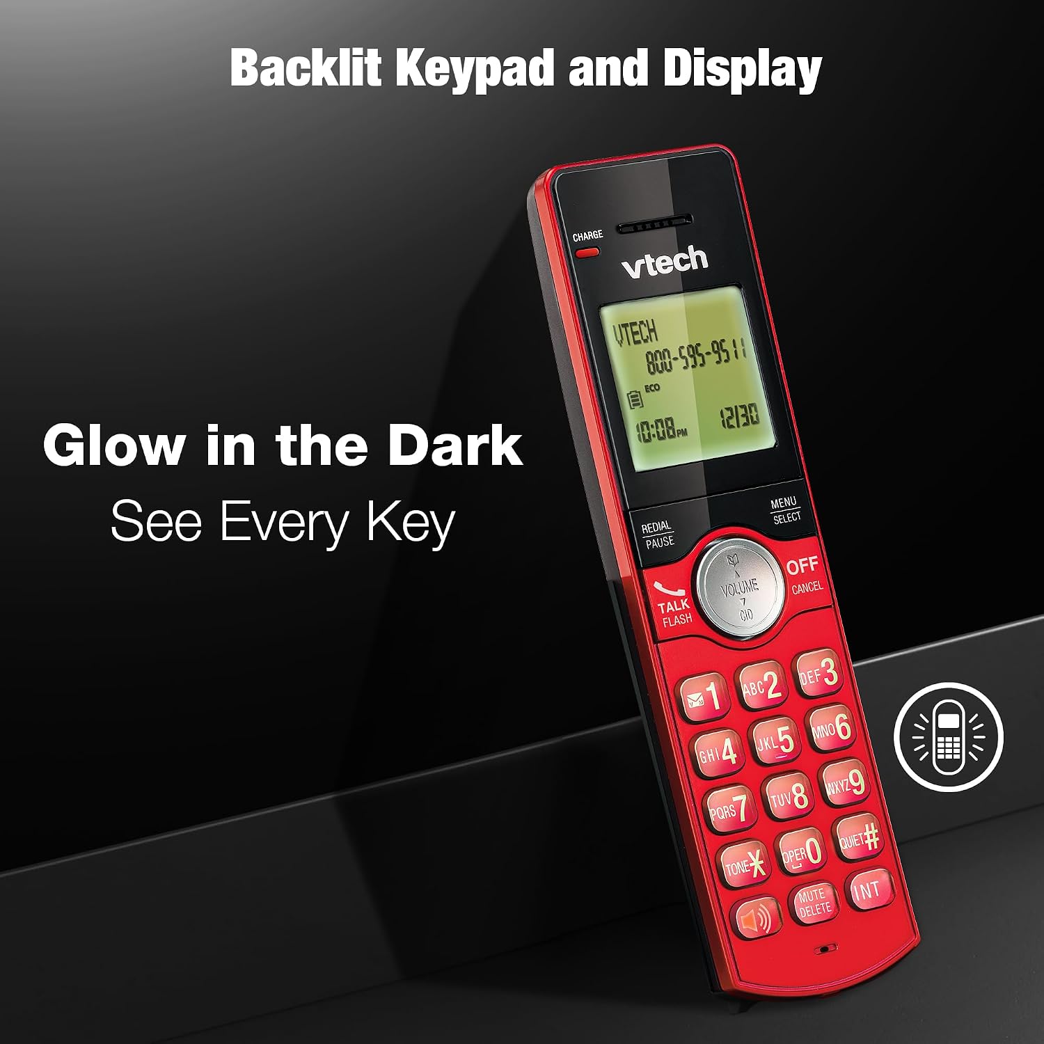VTech CS6919-16 DECT 6.0 Cordless Phone, Red - Caller ID/Call Waiting (Stores 30 Calls), Backlit Keypad & Display, Full Duplex Handset Speakerphone, Wall Mountable