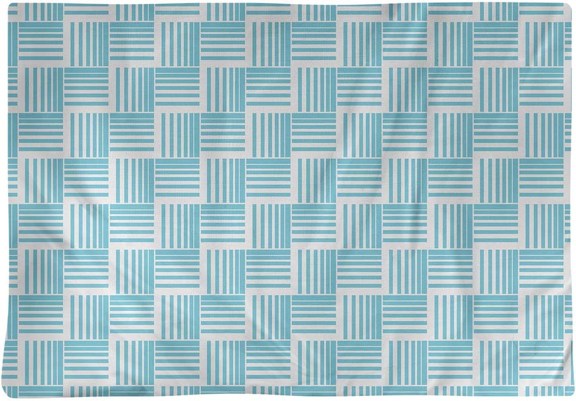 Dana Strider Classic Basketweave Stripes Table Placemat, 18 x 14, Teal