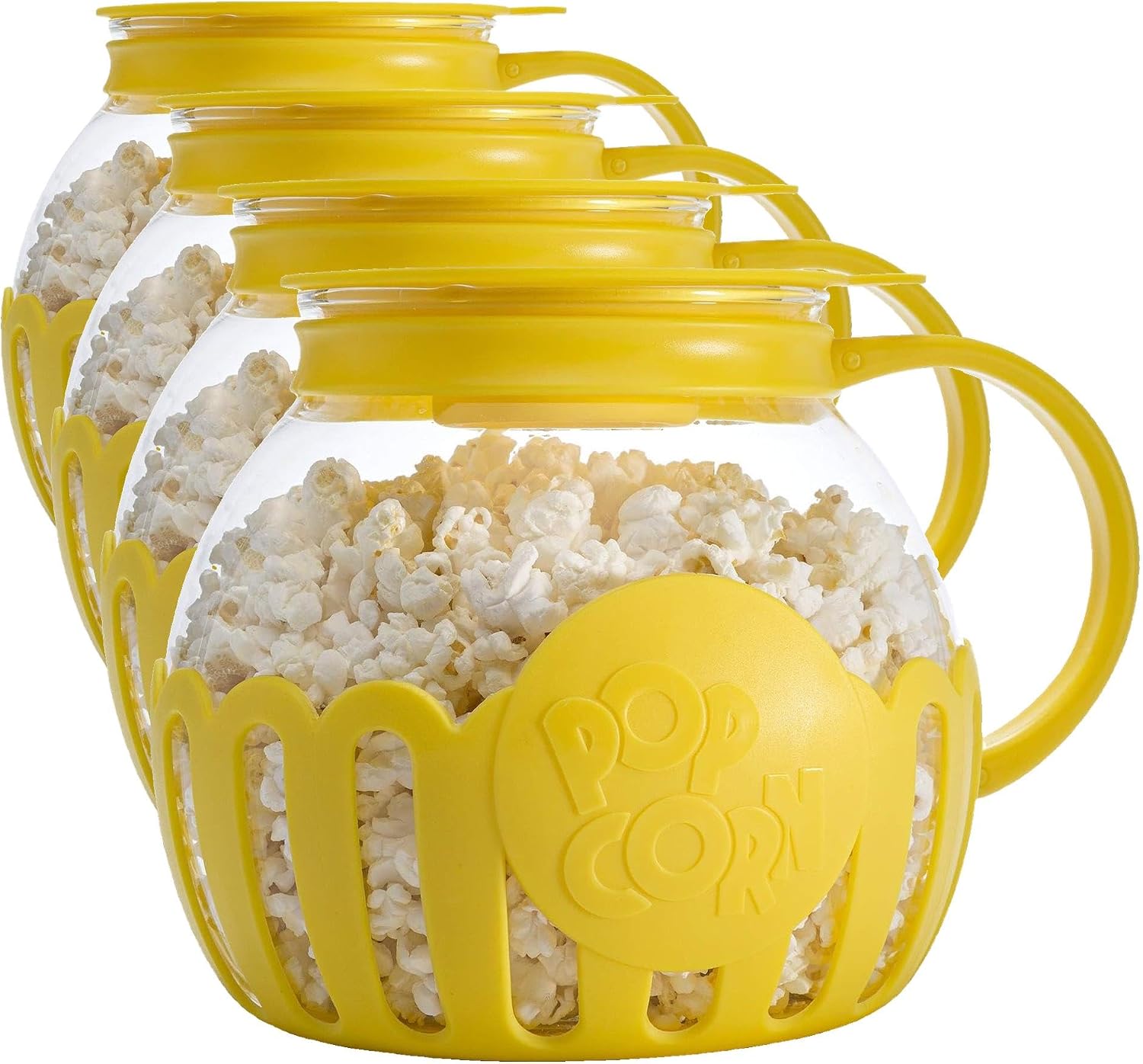 Ecolution Patented Micro-Pop Microwave Popcorn Popper with Temperature Safe Glass, 3-in-1 Lid Measures Kernels and Melts Butter, Made Without BPA, Dishwasher Safe, 3-Quart, Red
