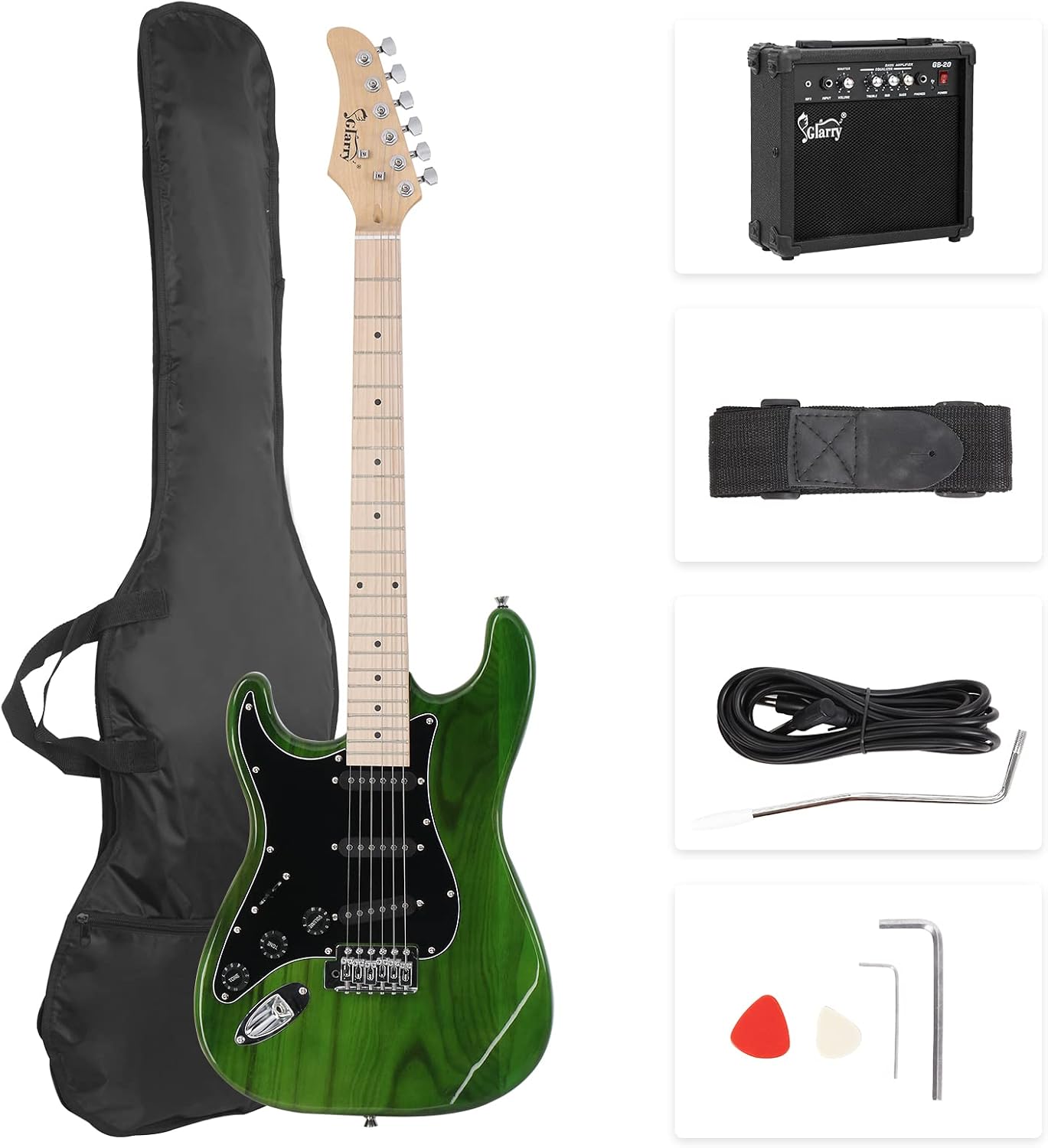 GLARRY Full Size Electric Guitar for Music Lover Beginner with 20W Amp and Accessories Pack Guitar Bag (DARK BLUE, 39" Right Handed)