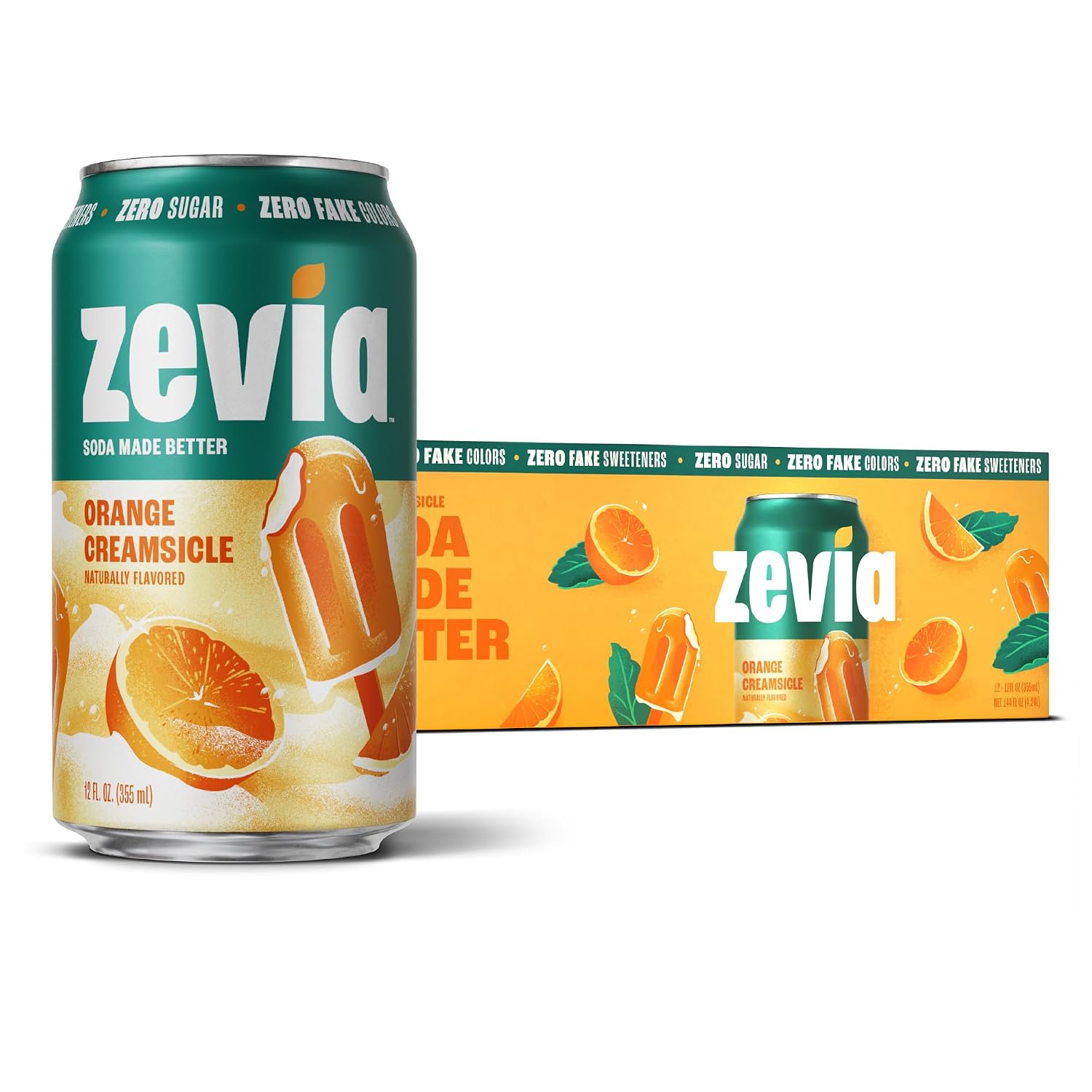 Zevia Zero Calorie Soda, Orange, 12 Ounce Cans (Pack of 6)
