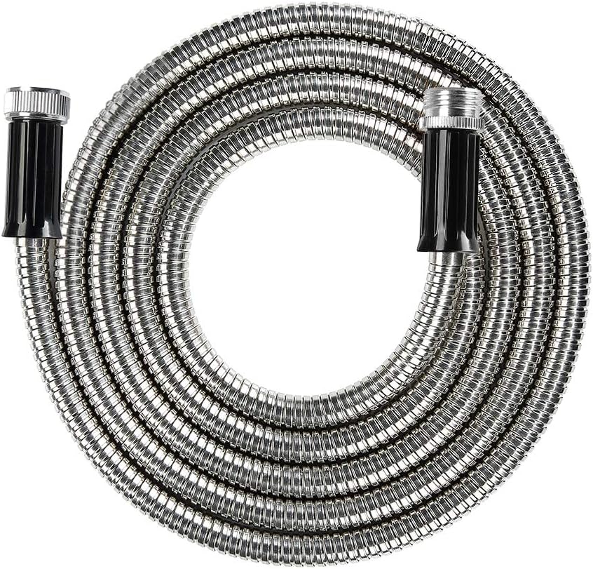 Beaulife Metal Garden Hose 100 ft Flexible No Kink Lightweight RV Drinking Water Hose Extension Leader Hose Heavy Duty Outdoor