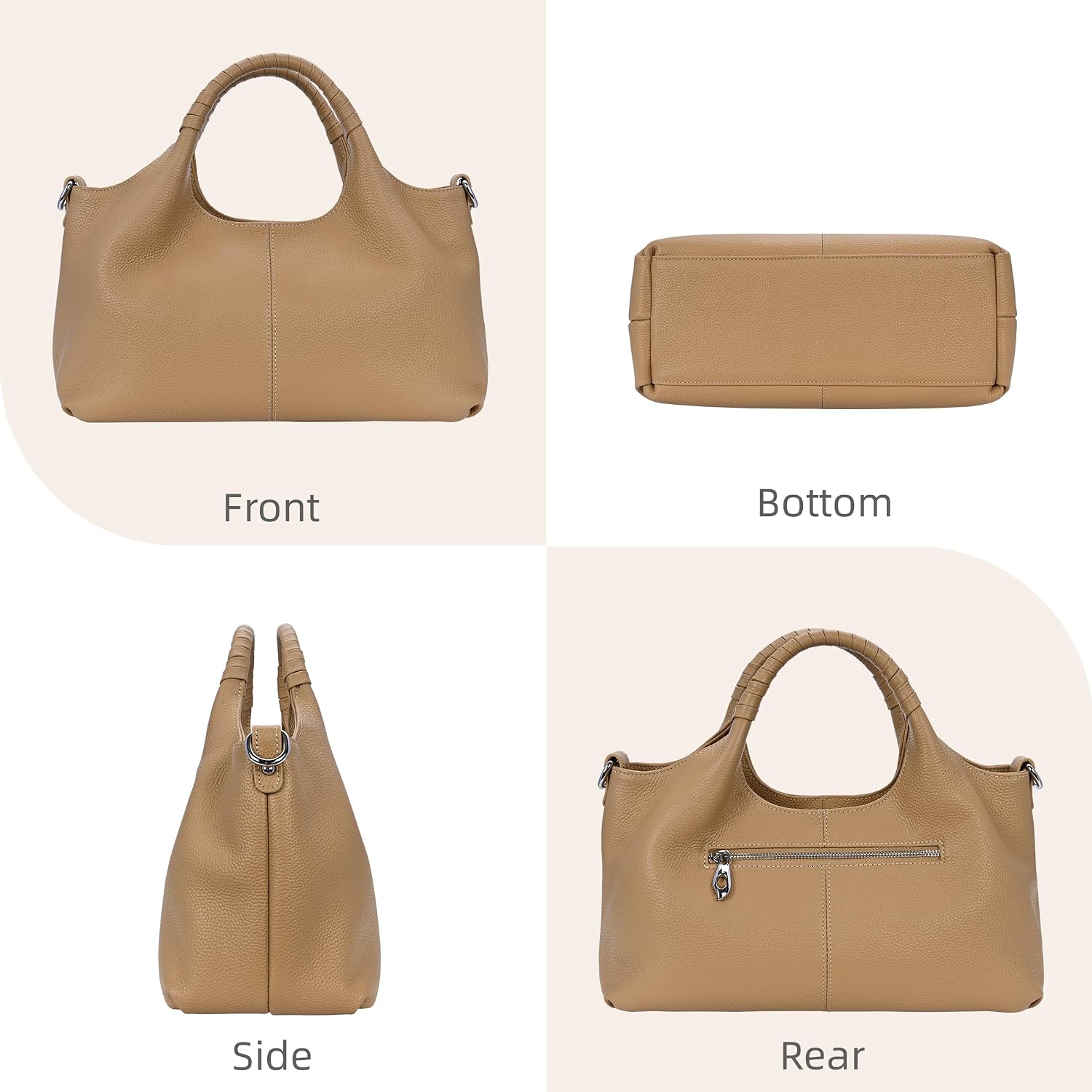 Iswee Leather Satchel Women Purse and Handbag Crossbody Shoulder Bag Hobo | Genuine Cowhide Leather Tote Top Handle Bag Soft & Durable Medium Size Bags with Detachable Multiple Pocketbooks Trendy