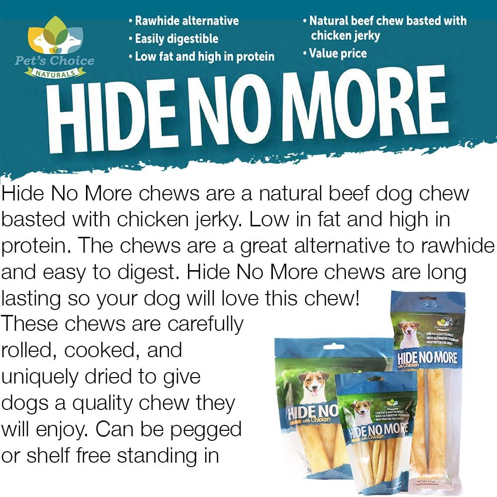 Pet’s Choice Pharmaceuticals HideNoMore, Rawhide Free Chicken Chew Treats for Dogs, 4-5" 4 ct