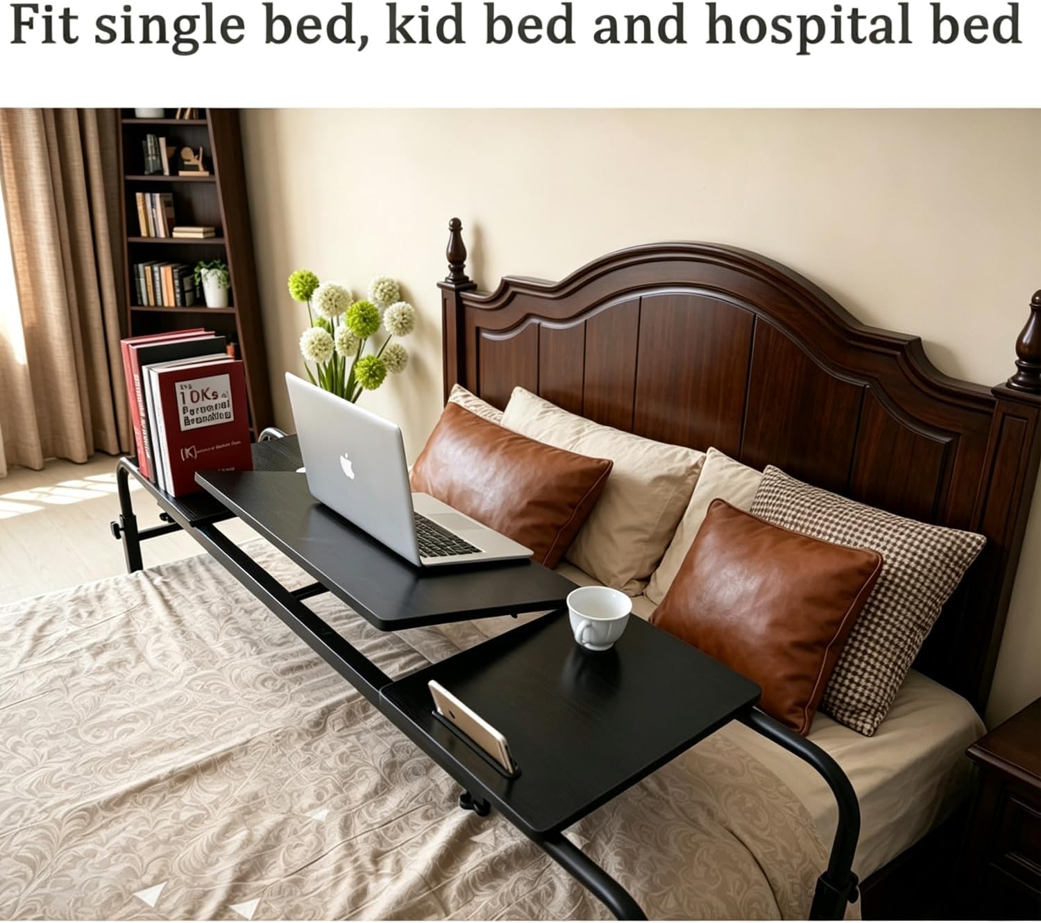 Overbed Laptop Cart Over The Bed Table with Wheels Adjustable Bed Hospital