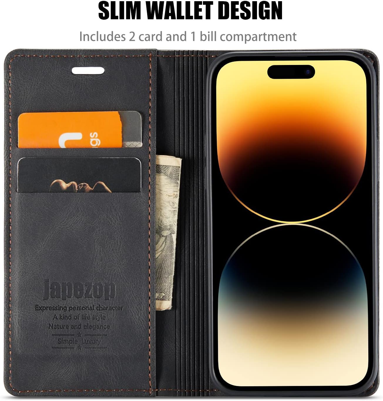 japezop iPhone 12 Mini Wallet Case with [RFID Blocking],Blue